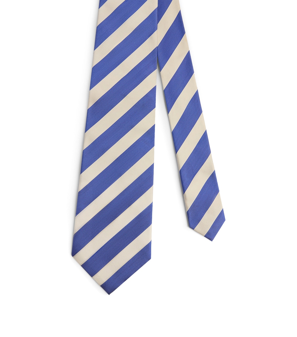 Dunhill Mulberry Silk Stripe Tie Blue