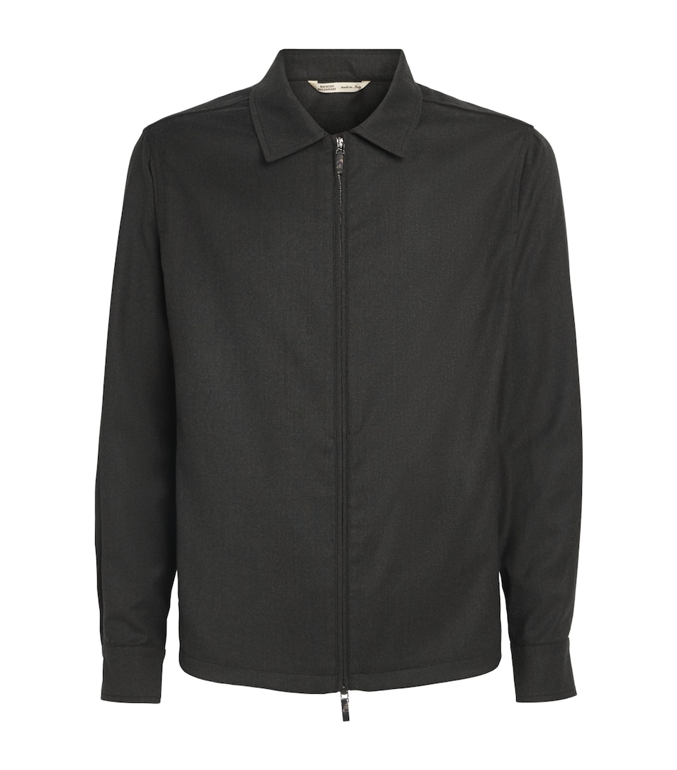 Maurizio Baldassari Mens Stretch-Wool Overshirt Deep Forest
