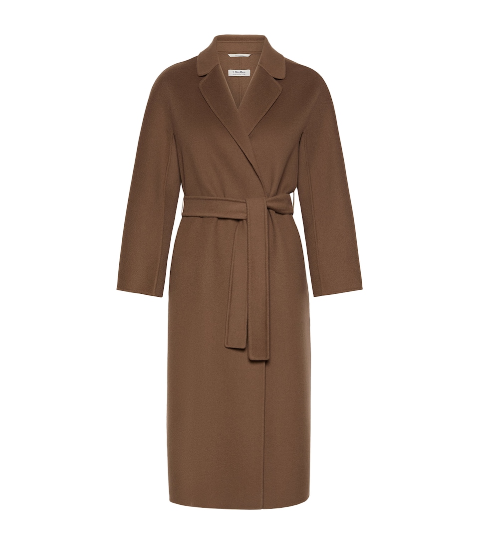 Max Mara Womens Virgin Wool Wrap Coat Mud