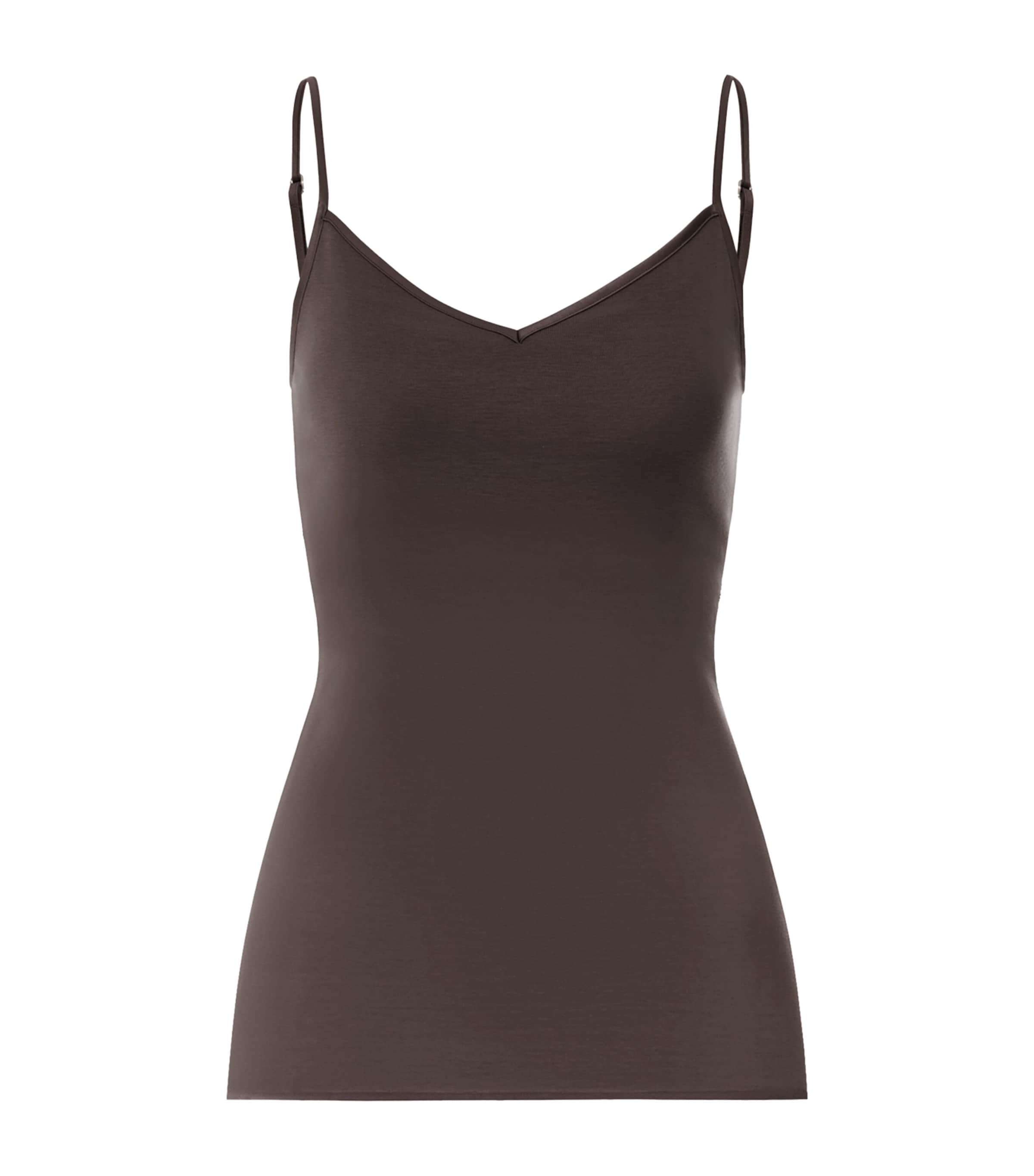 Hanro Womens Cotton Seamless Camisole Dark Mocha