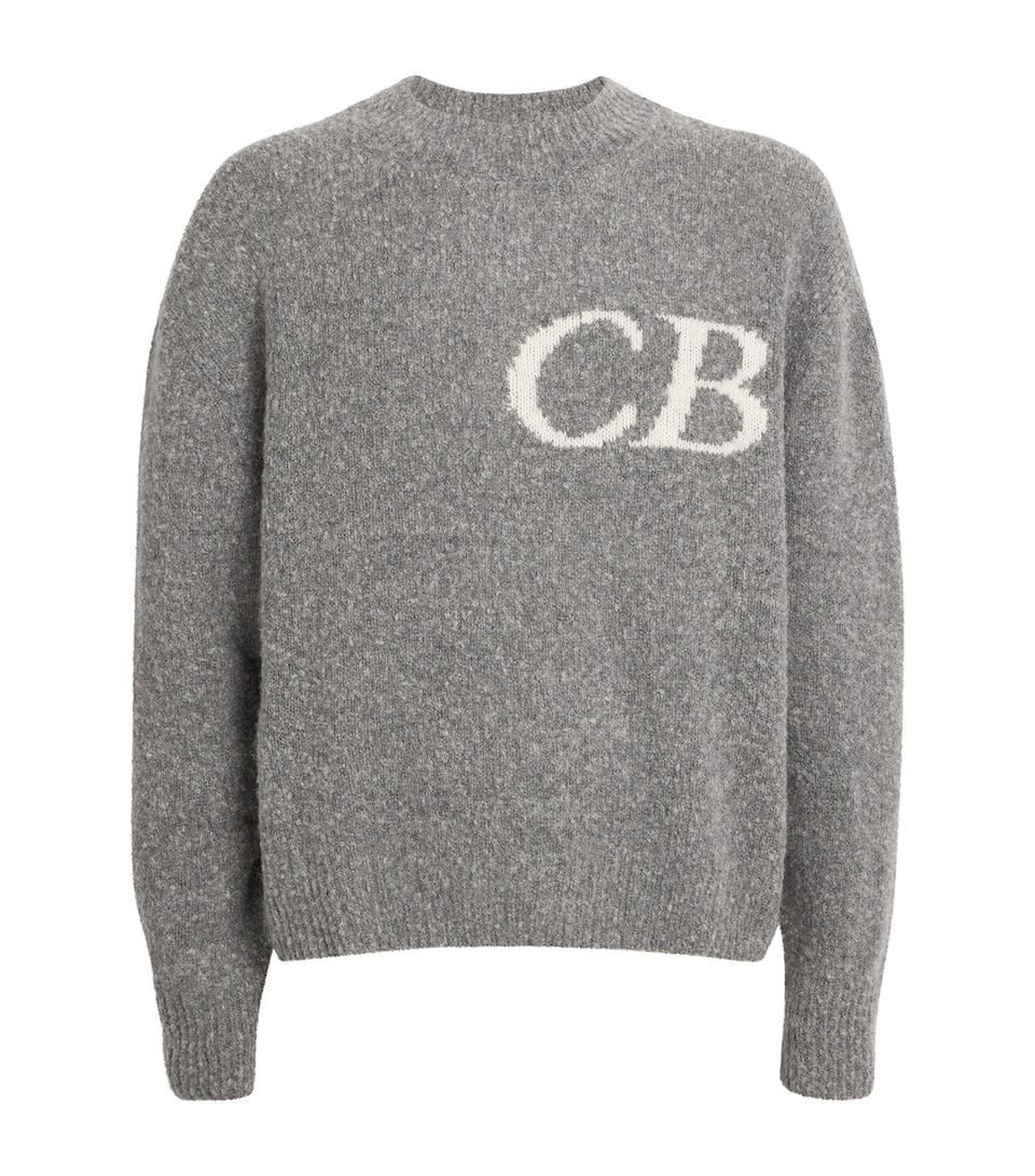 Cole Buxton Mens Wool-Blend Logo Sweater Grey Marl