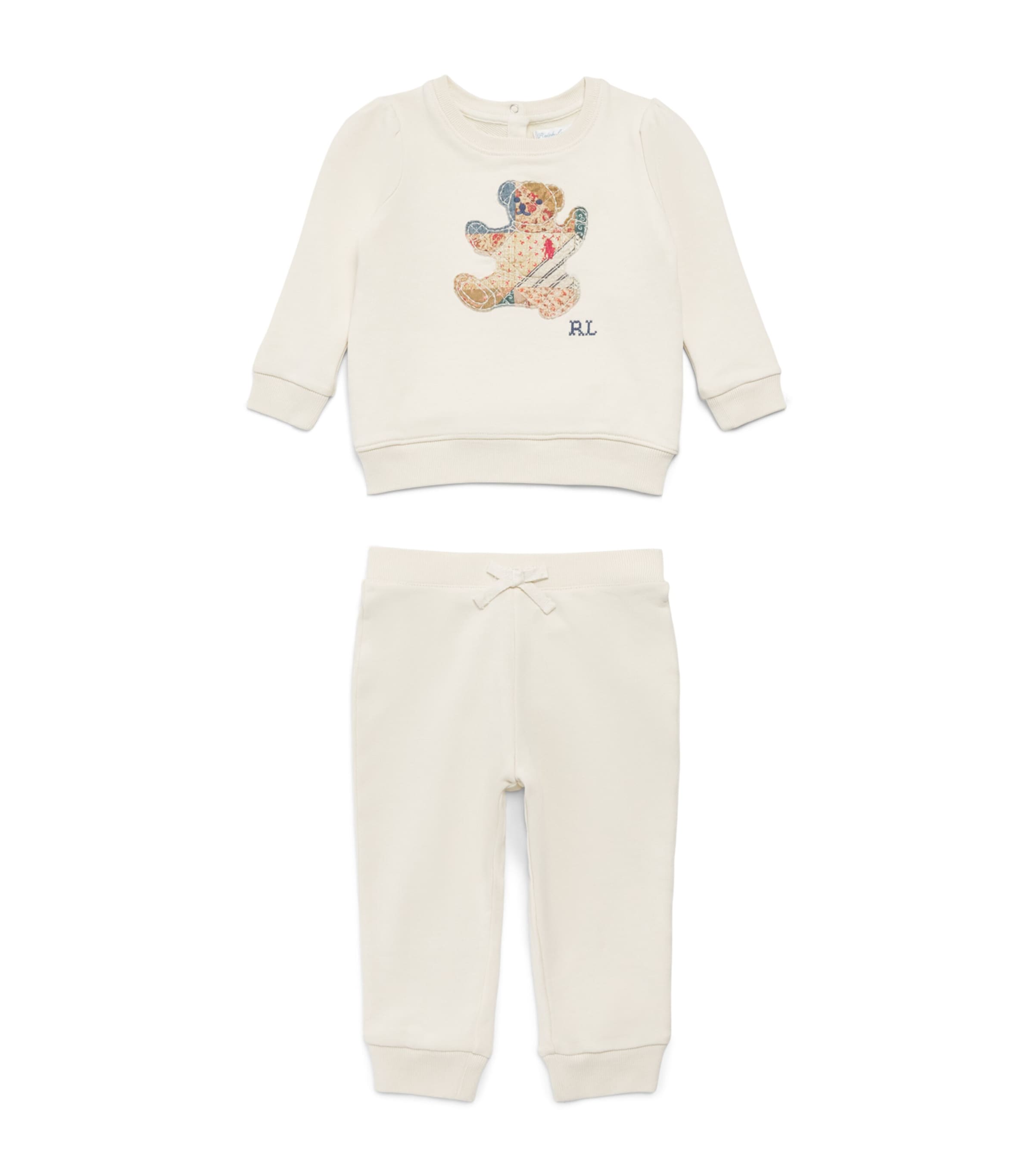 Ralph Lauren Kids Cotton Sitting Bear Sweatshirt and Sweatpants Set (3-24 Months) Guide Cream