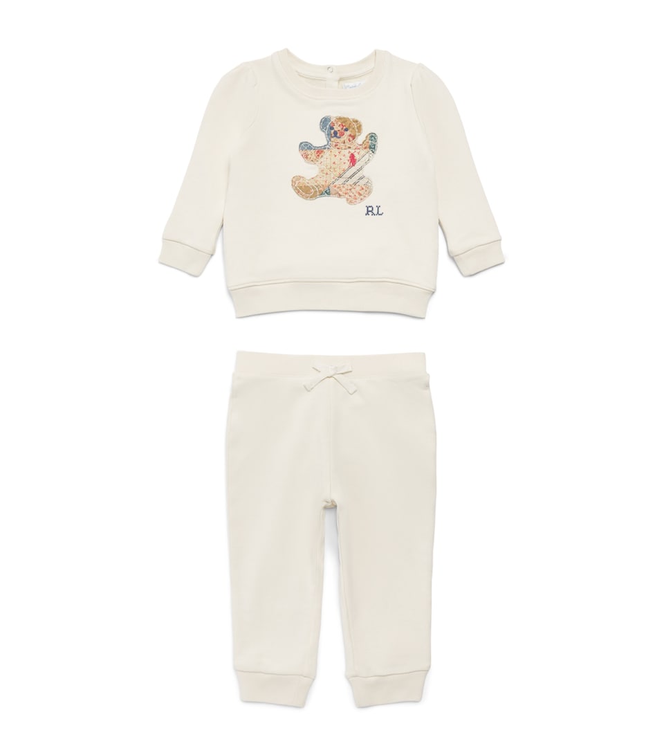 Ralph Lauren Kids Cotton Sitting Bear Sweatshirt and Sweatpants Set (3-24 Months) Guide Cream