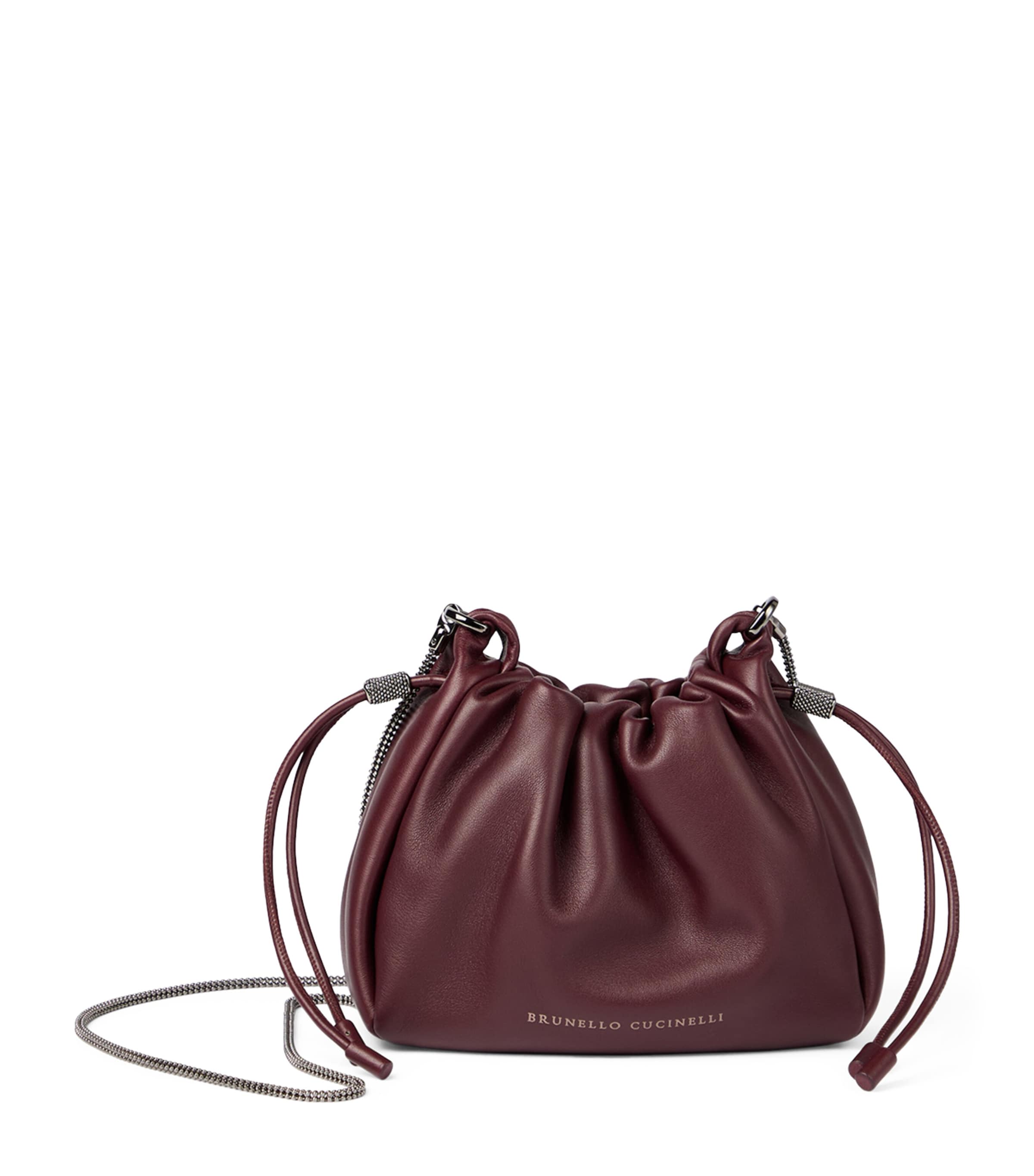 Brunello Cucinelli Black Mini Leather Mellow Bucket Bag | Harrods US