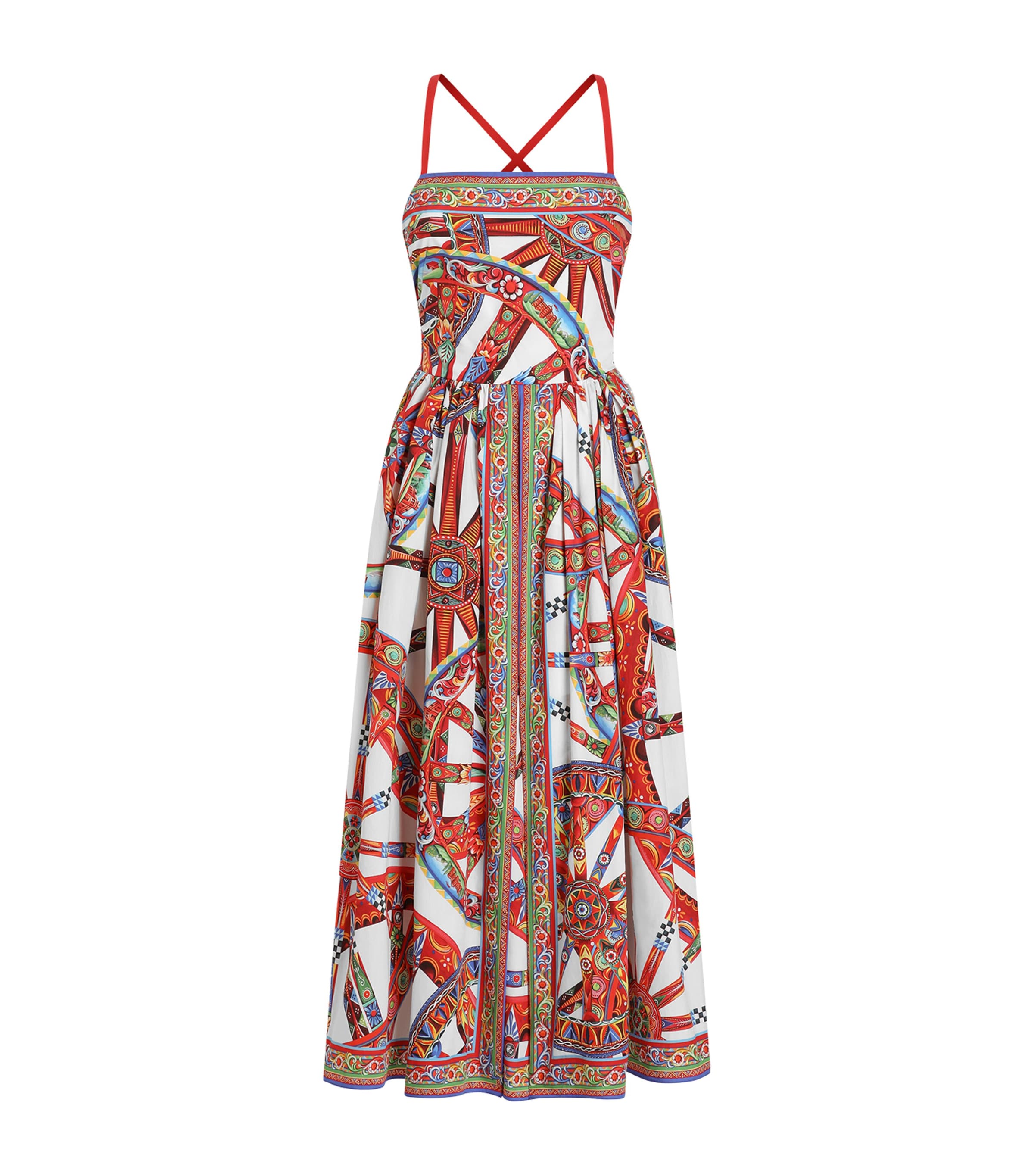 Dolce&Gabbana Womens Cotton Carretto Midi Dress Combined Col