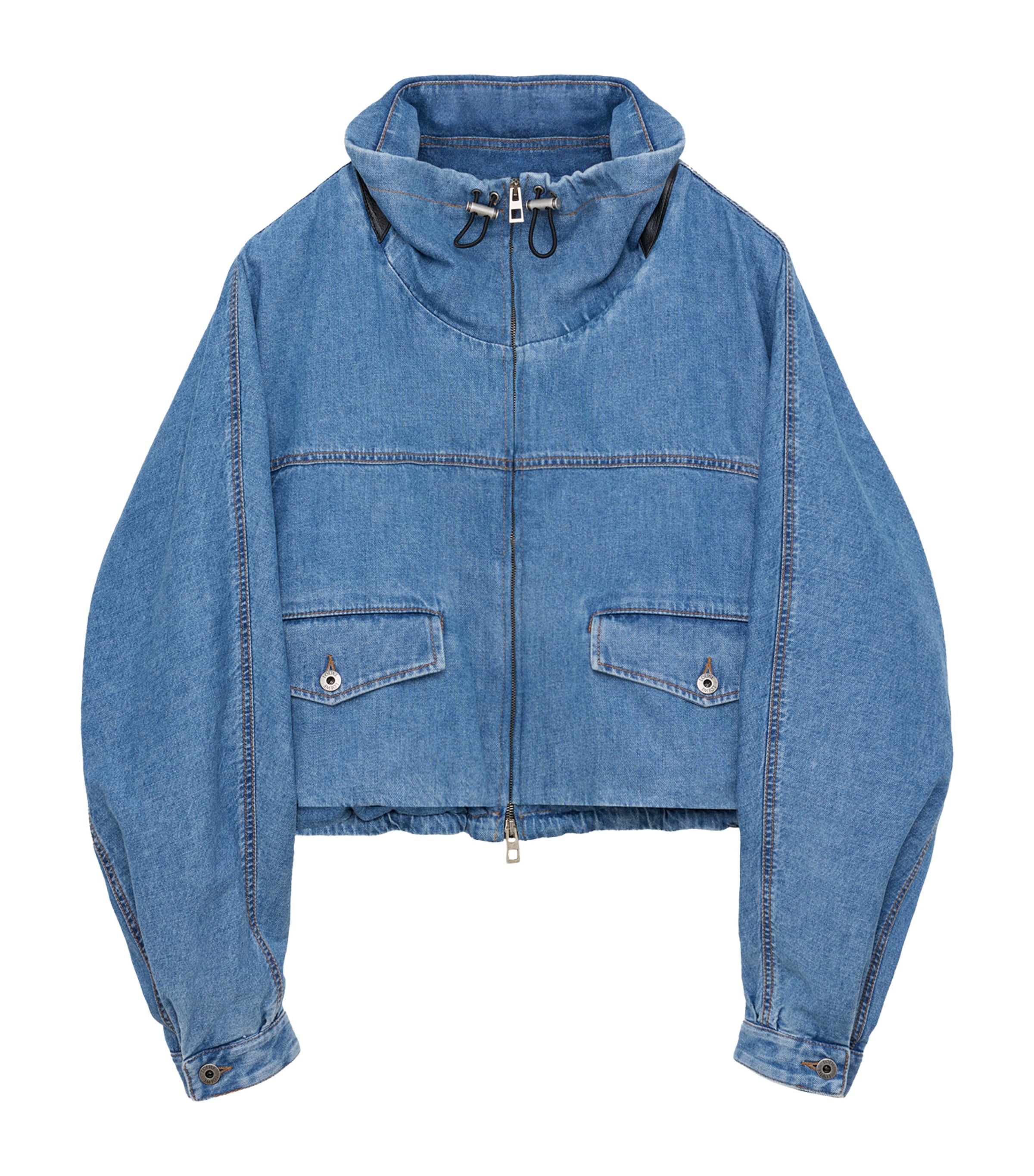 LOEWE Womens Denim Bomber Jacket Light Blue
