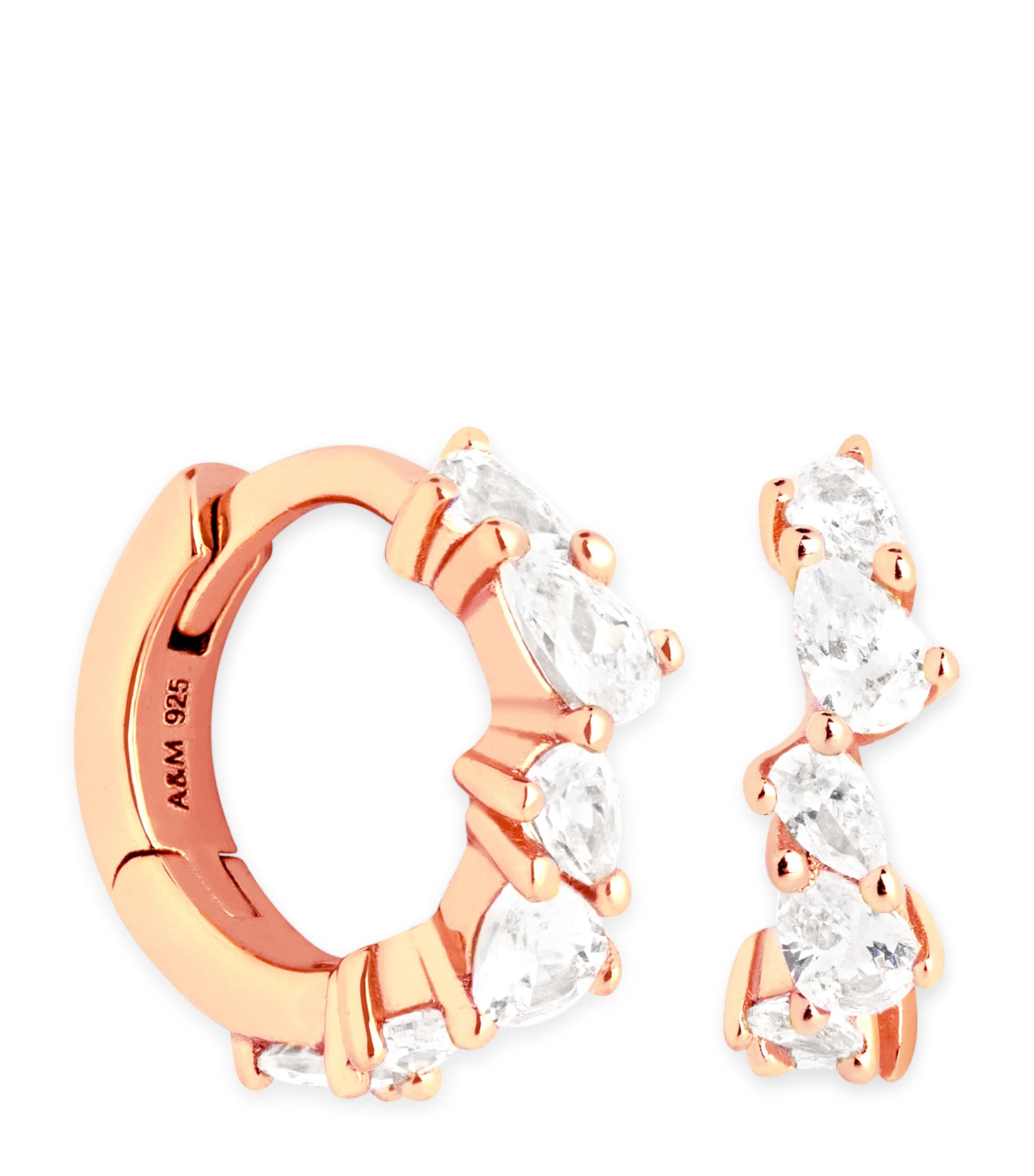 Astrid & Miyu Rose Gold-Plated Crystal Pear Huggie Earrings Rose Gold