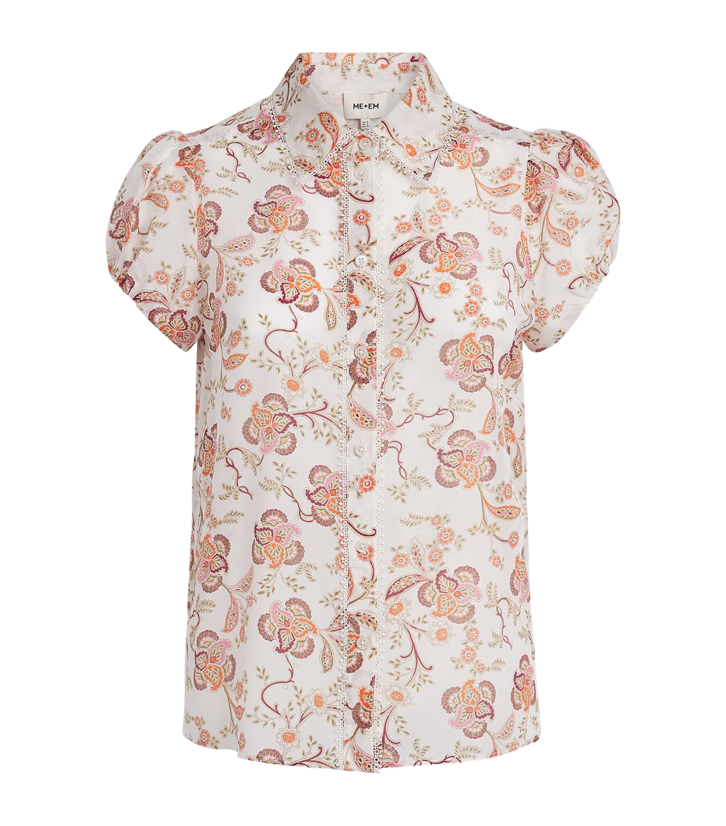 ME+EM Womens Cotton-Silk Paisley Print Shirt Light Cream/multi