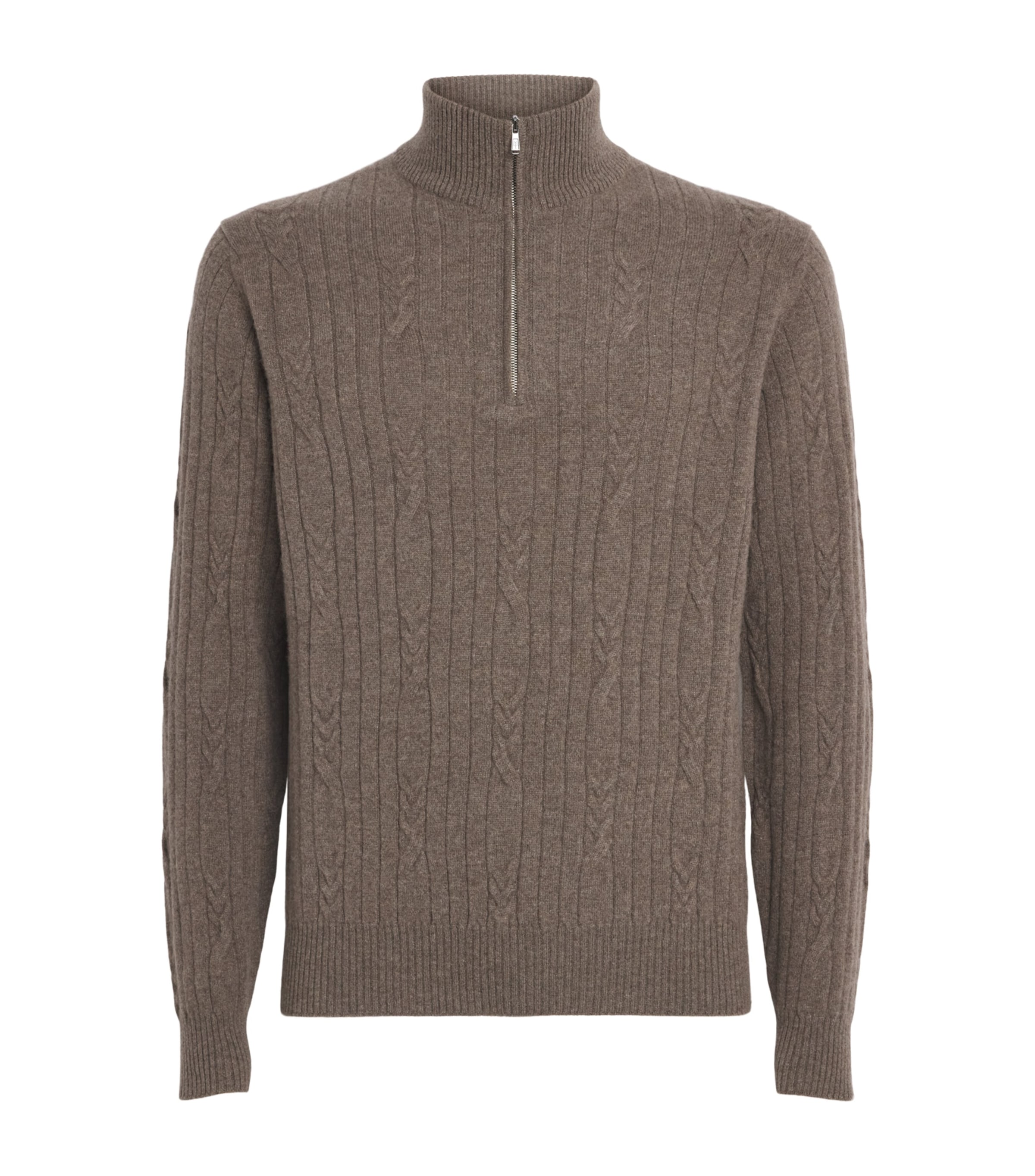 Fioroni Cashmere Mens Cashmere Cable Knit Quarter-Zip Sweatshirt