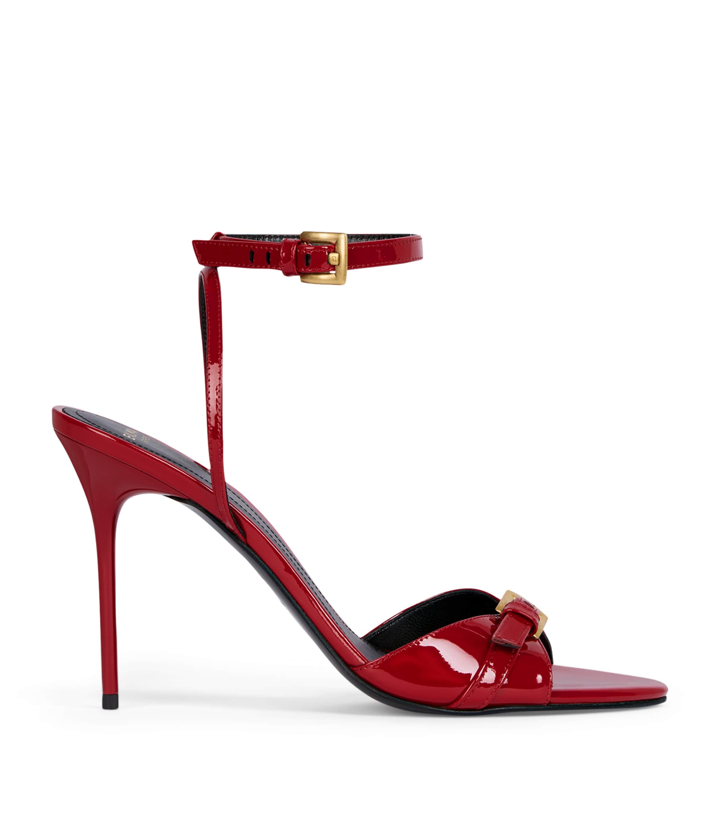 Balmain Patent Leather Anthem Heeled Sandals 95 Rouge