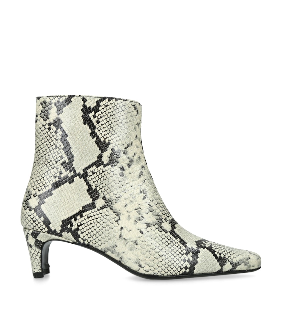Python-Effect Leather Wally Ankle Boots 55