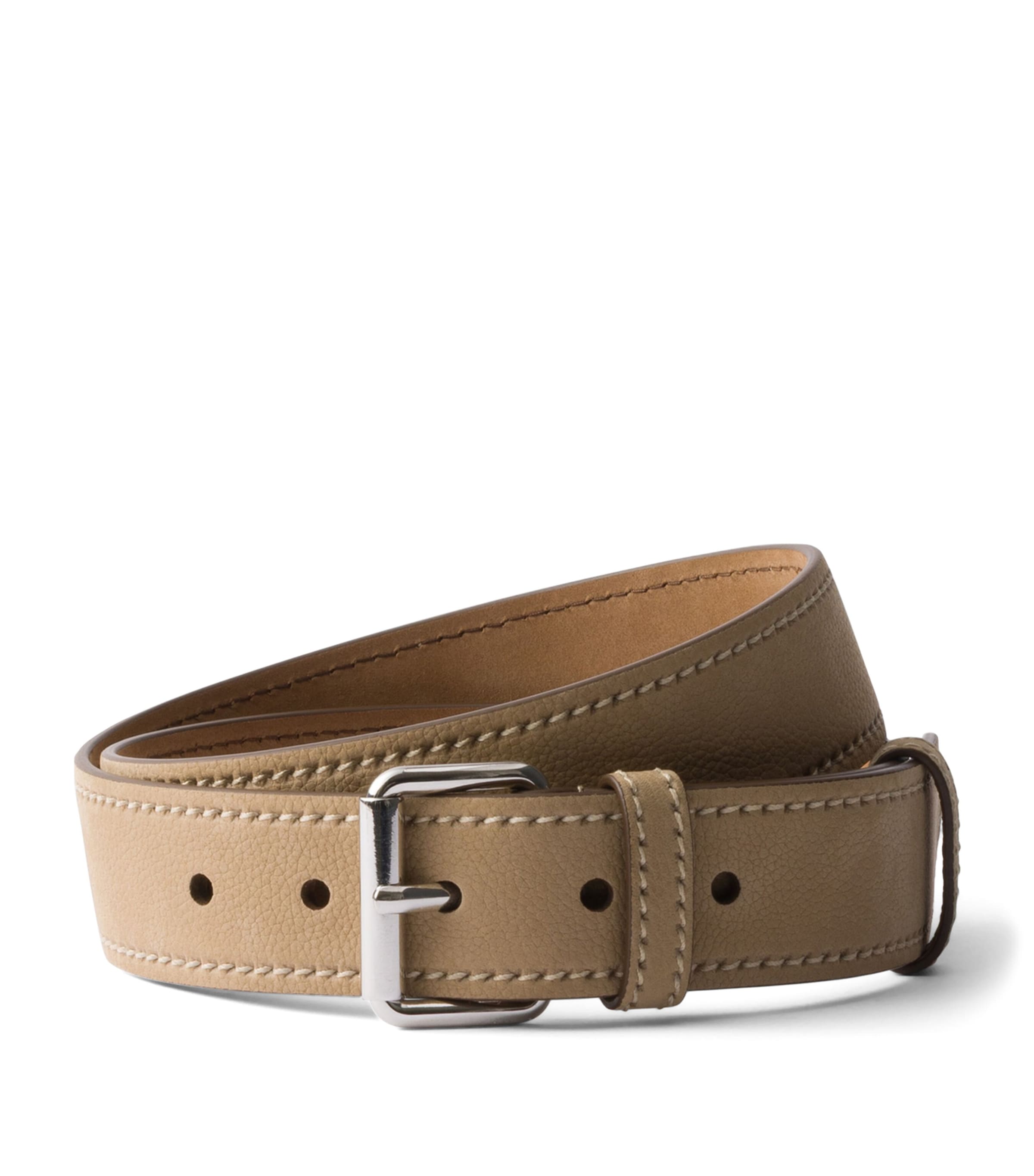 Prada Nubuck Leather Belt Neutral