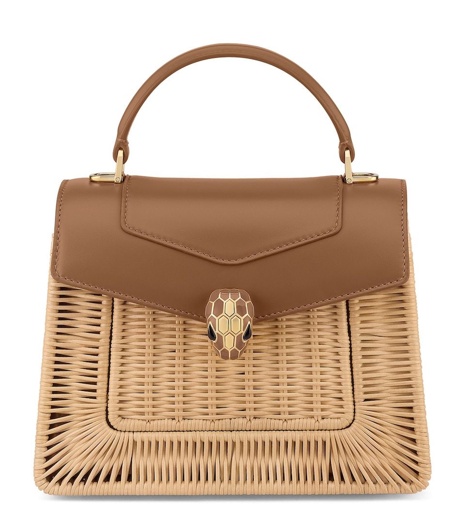 Rattan-Leather Serpenti Forever Top-Handle Bag