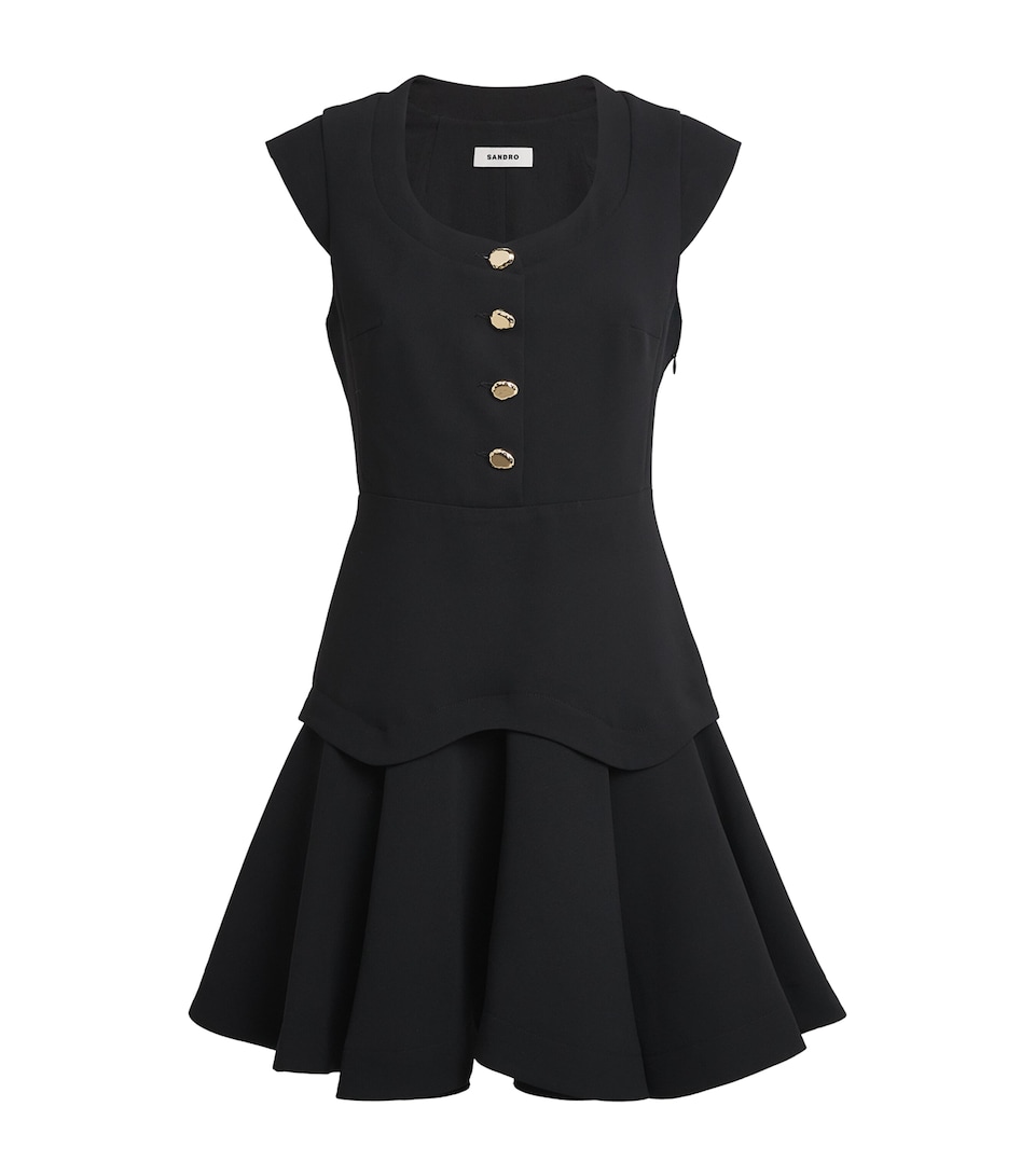 Sandro Paris Womens Structured Buttoned Mini Dress Black