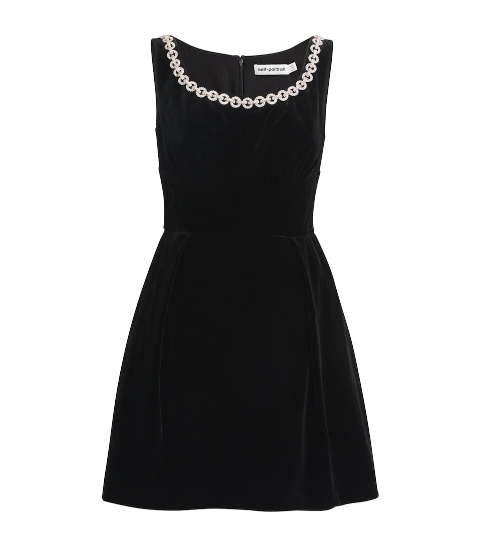 Velvet Embellished Mini Dress