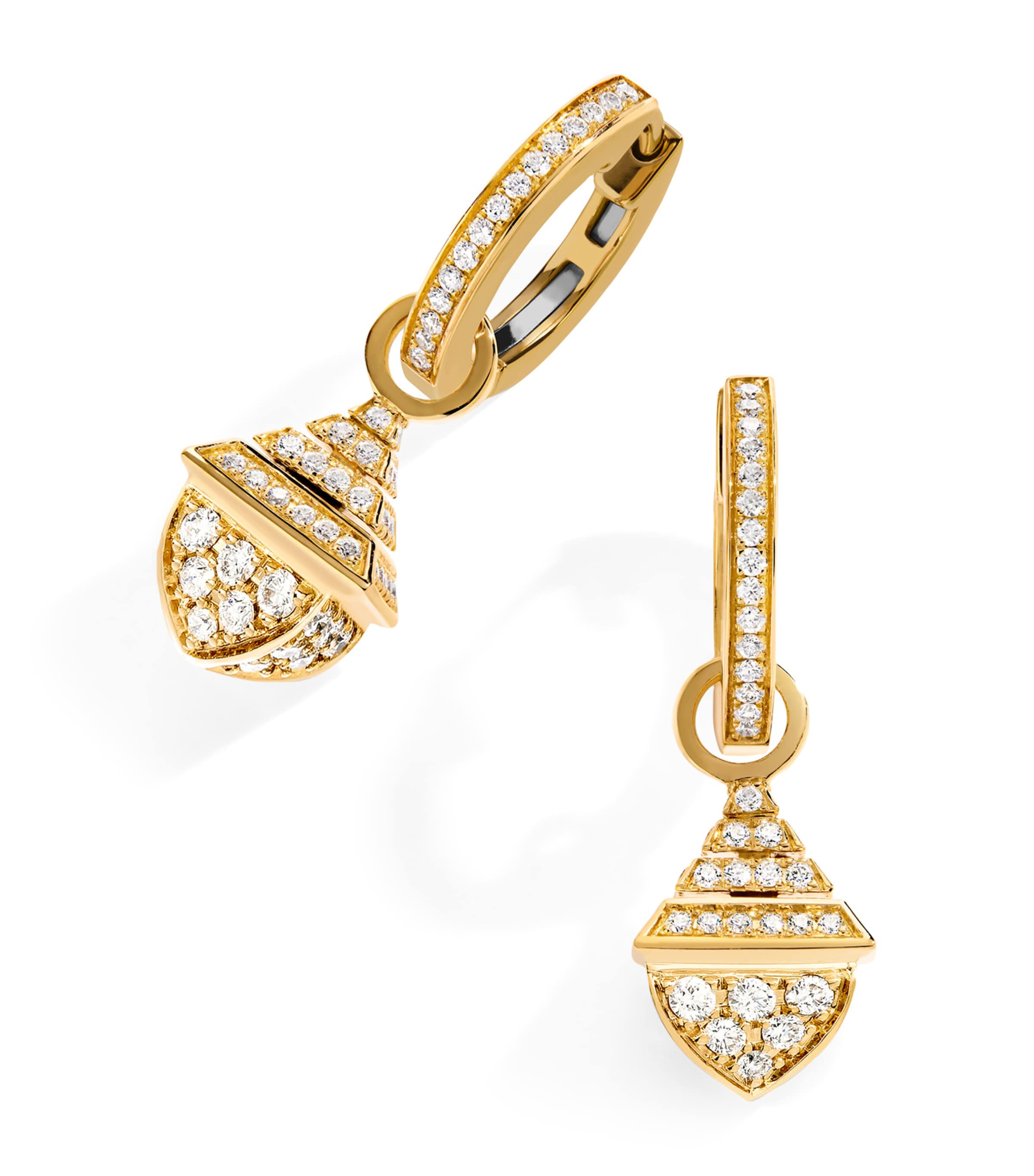 Mini Yellow Gold and Diamond Cleo Rev Drop Earrings