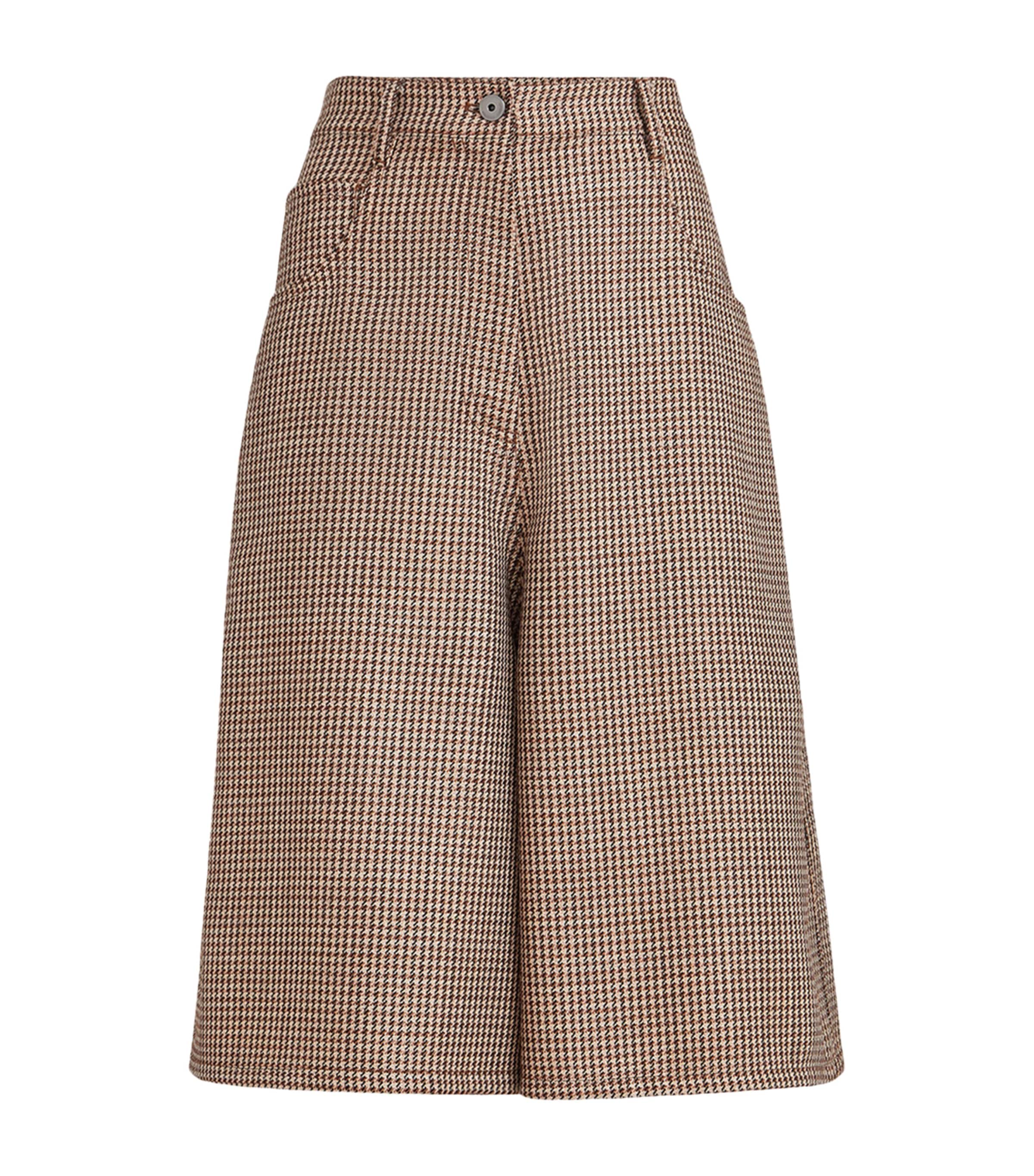 Brunello Cucinelli Womens Virgin Wool-Blend Houndstooth Bermuda Shorts