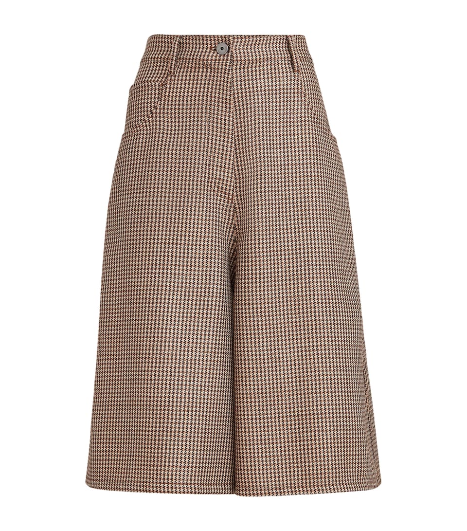 Brunello Cucinelli Womens Virgin Wool-Blend Houndstooth Bermuda Shorts