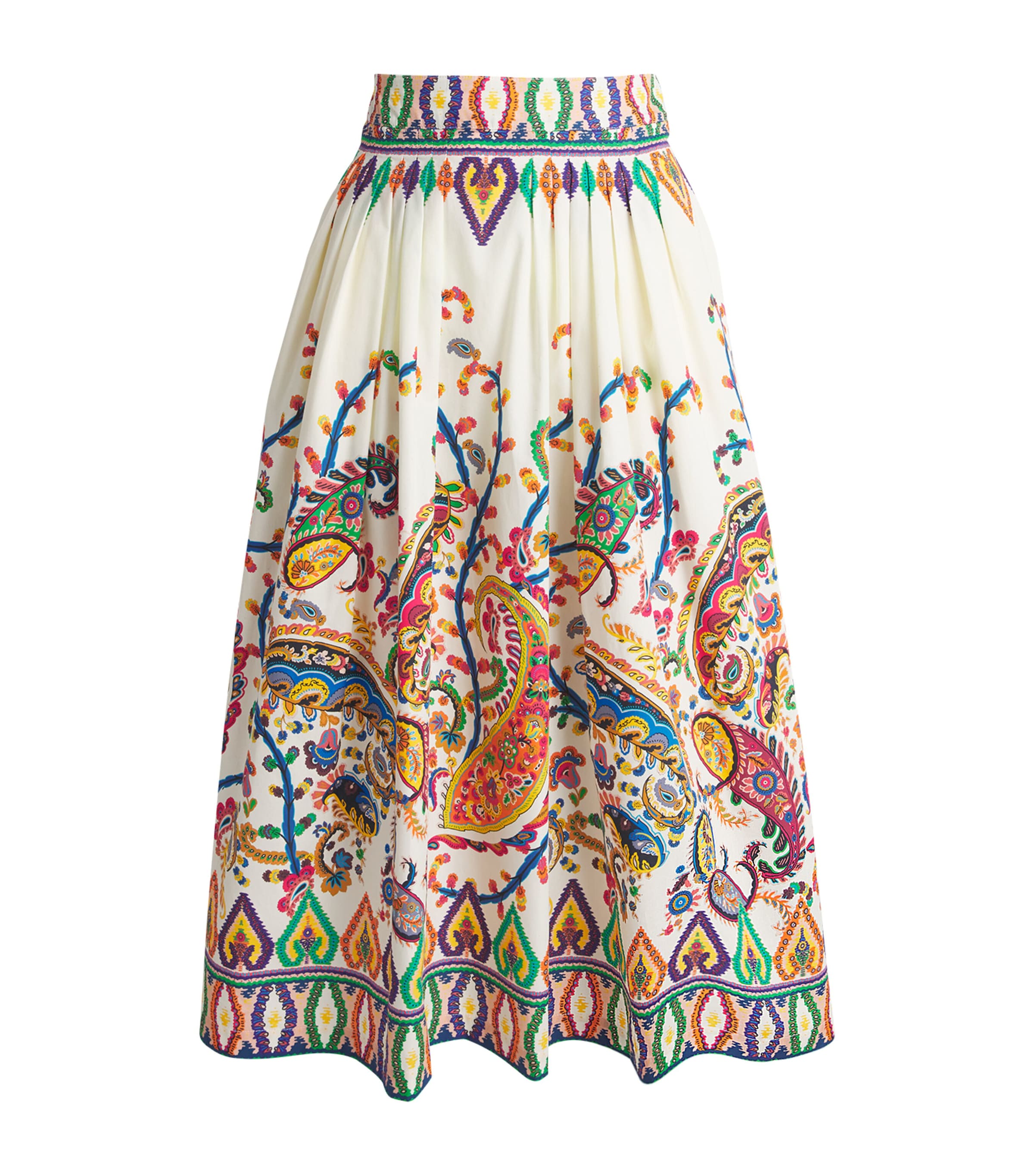 Cotton Paisley Midi Skirt
