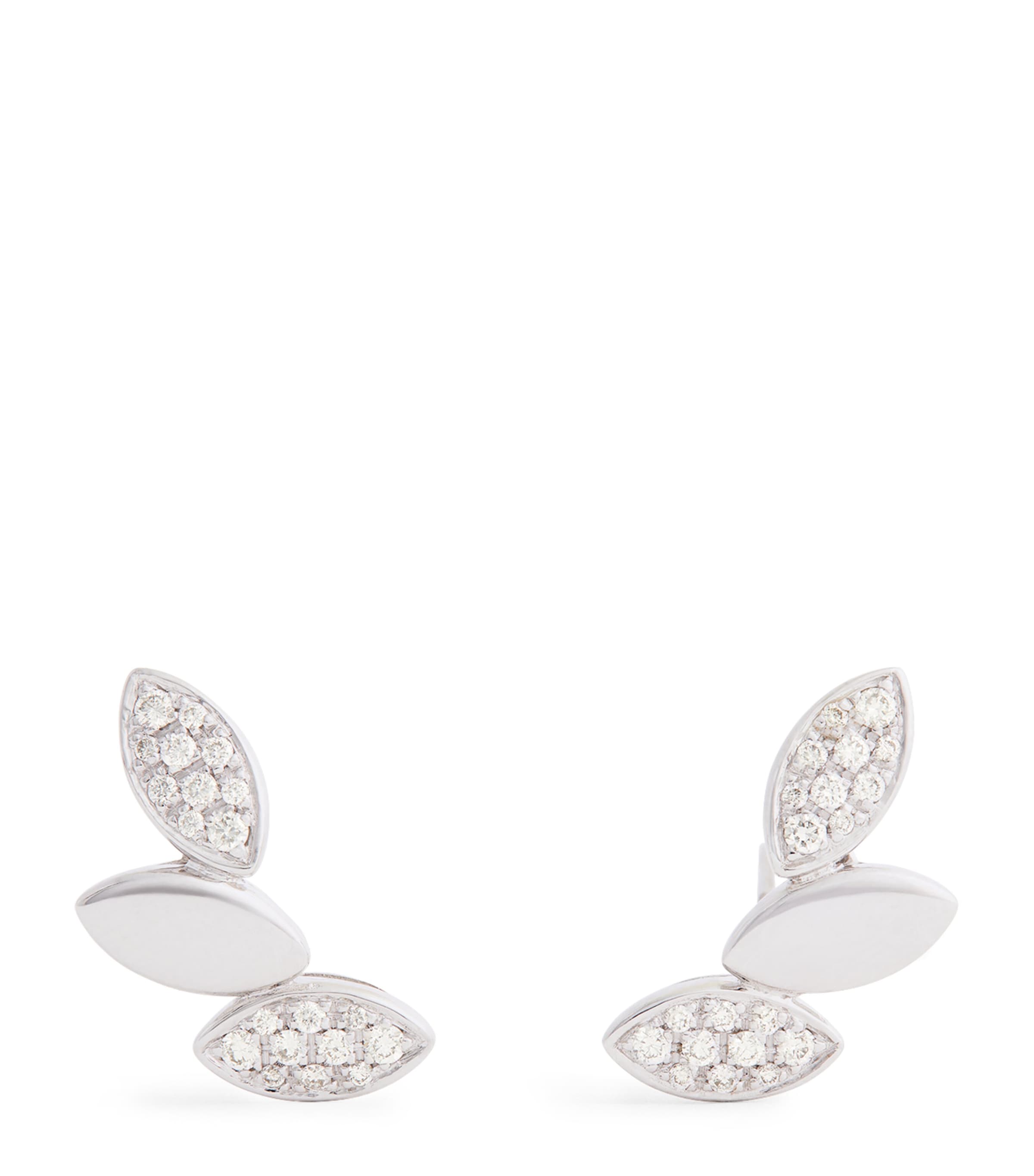 White Gold and Diamond Navette Earrings