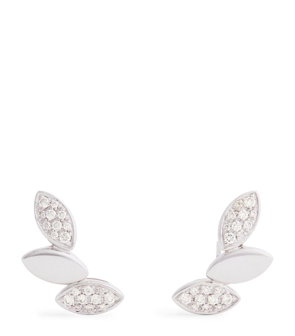 White Gold and Diamond Navette Earrings