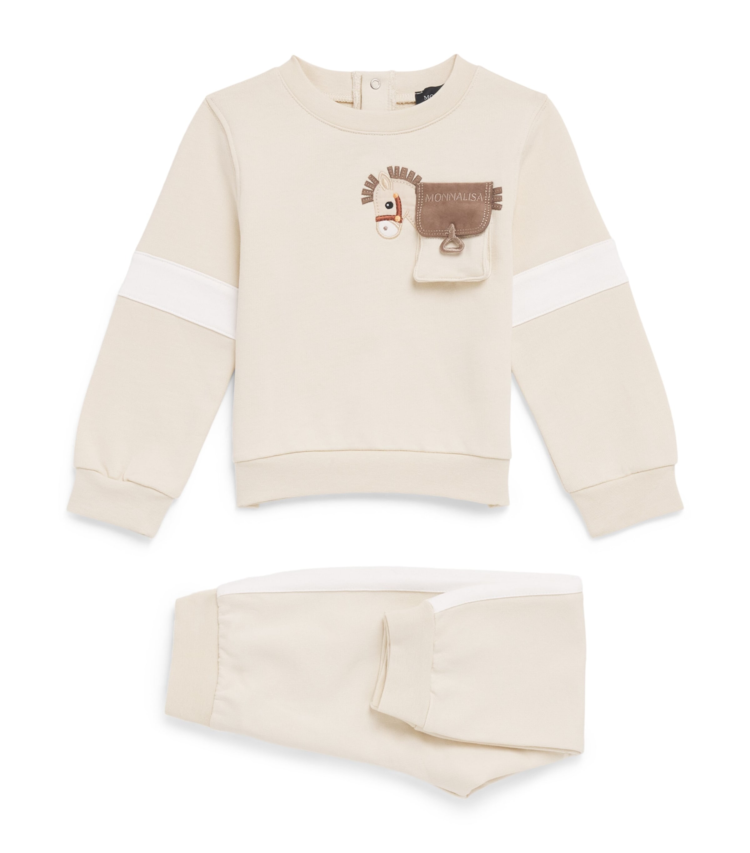 Monnalisa Cottony Pony Pocket Sweatshirt (6-24 Months) Beige