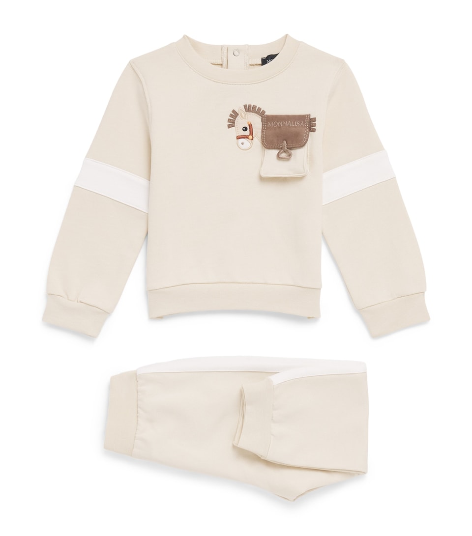 Monnalisa Cottony Pony Pocket Sweatshirt (6-24 Months) Beige