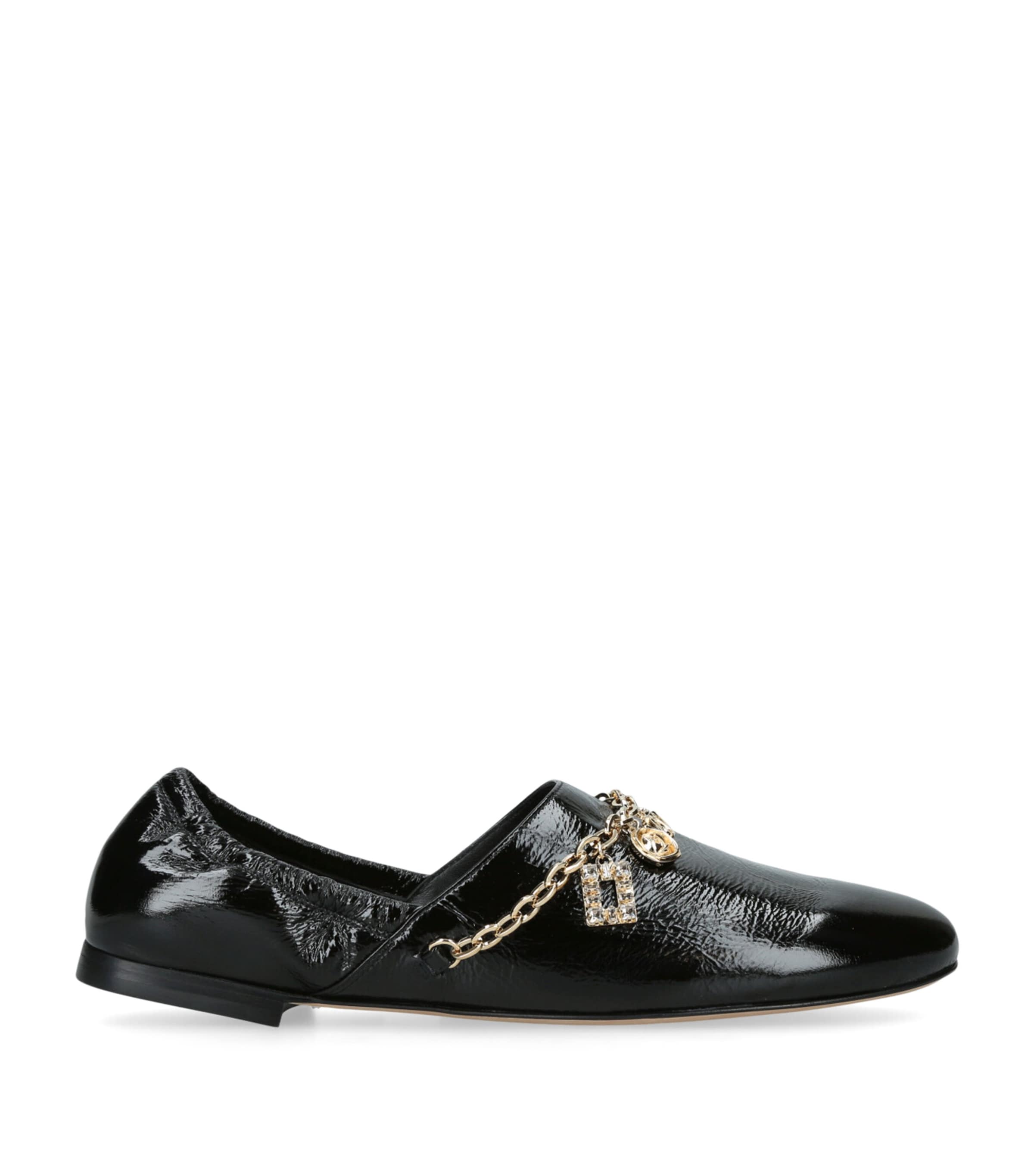 Patent Leather Embellished Ballet Flats