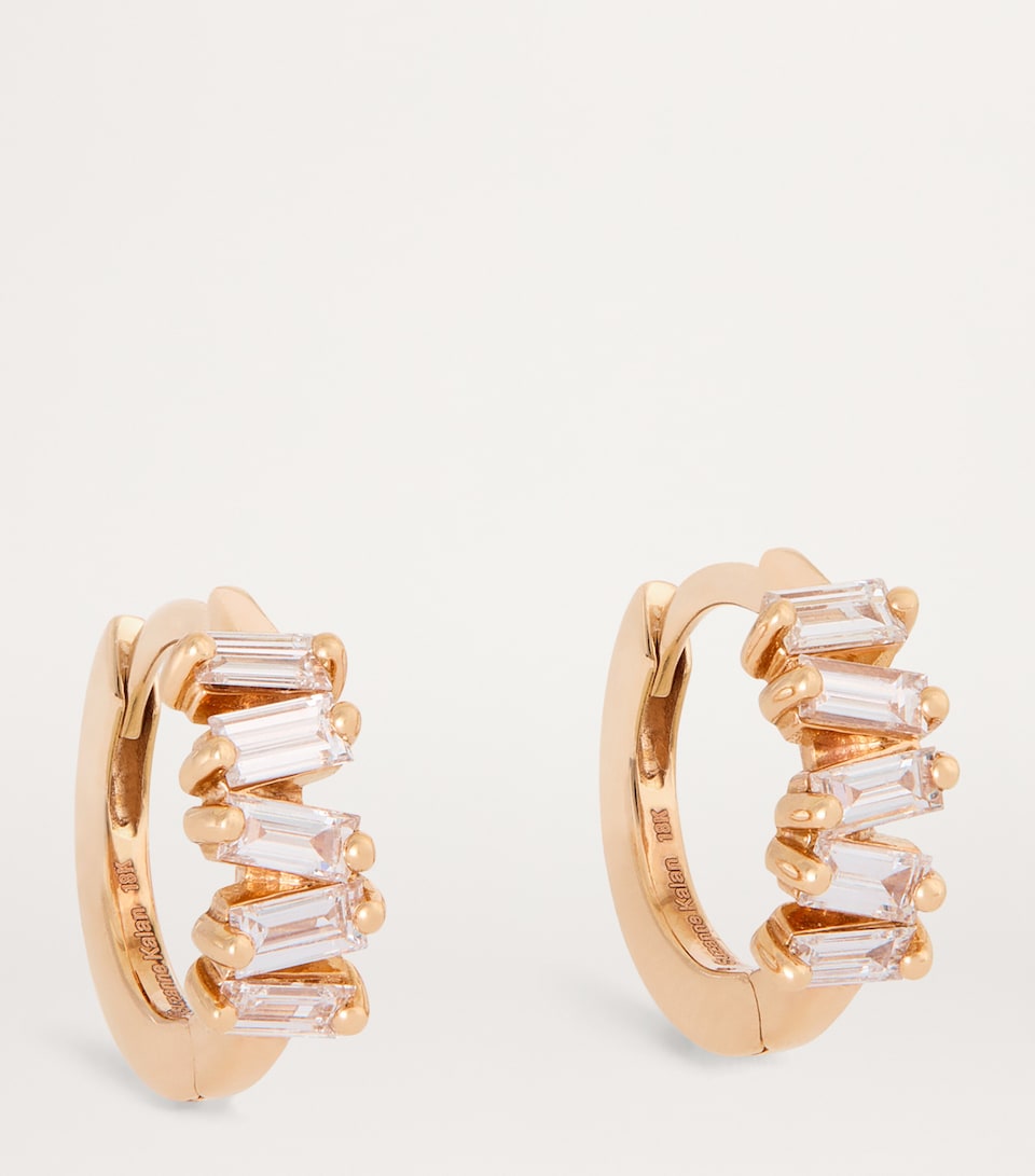 Rose Gold and Diamond Fireworks Huggie Earrings