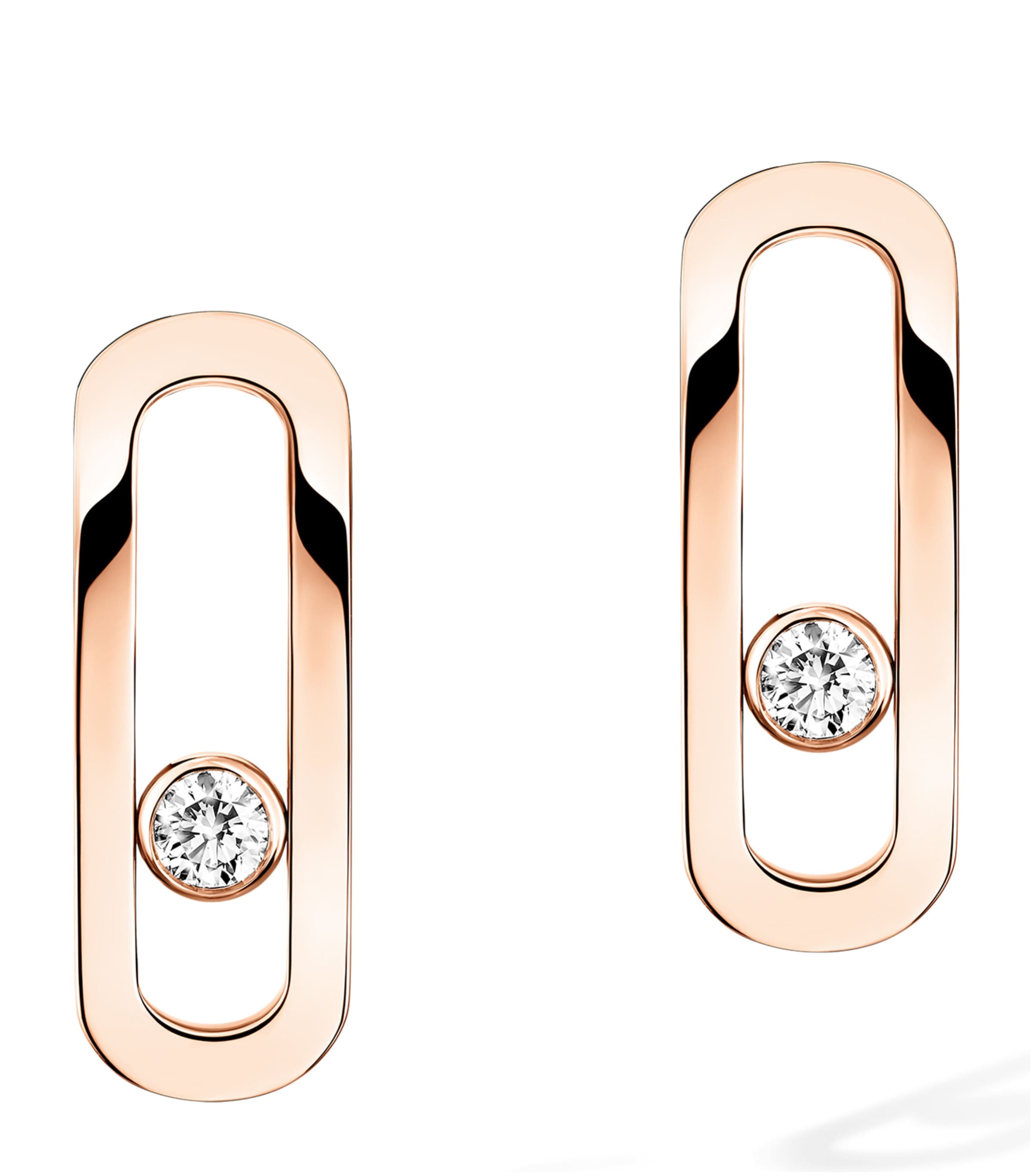 Messika Move Uno Rose Gold and Diamond Stud Earrings Pink Gold