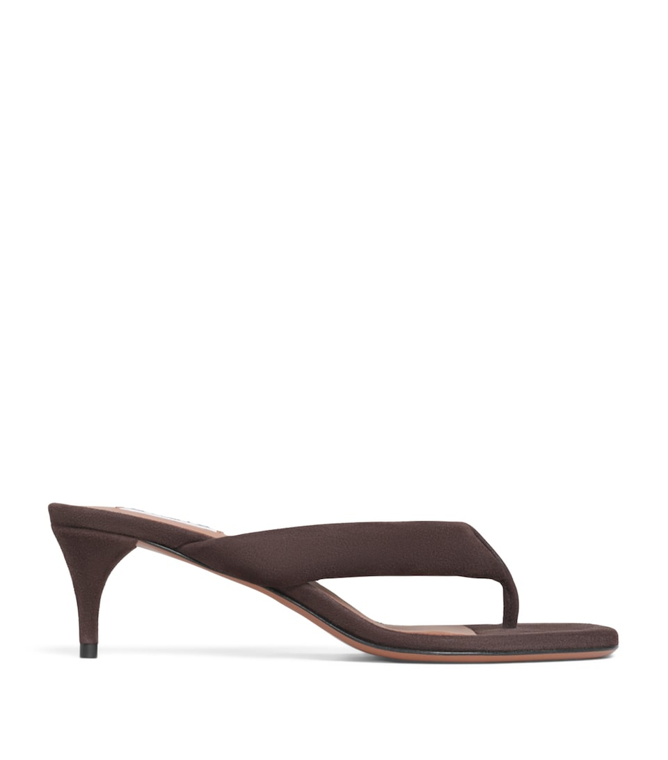 Alaïa Suede Thong Mules 55 Dark Brown