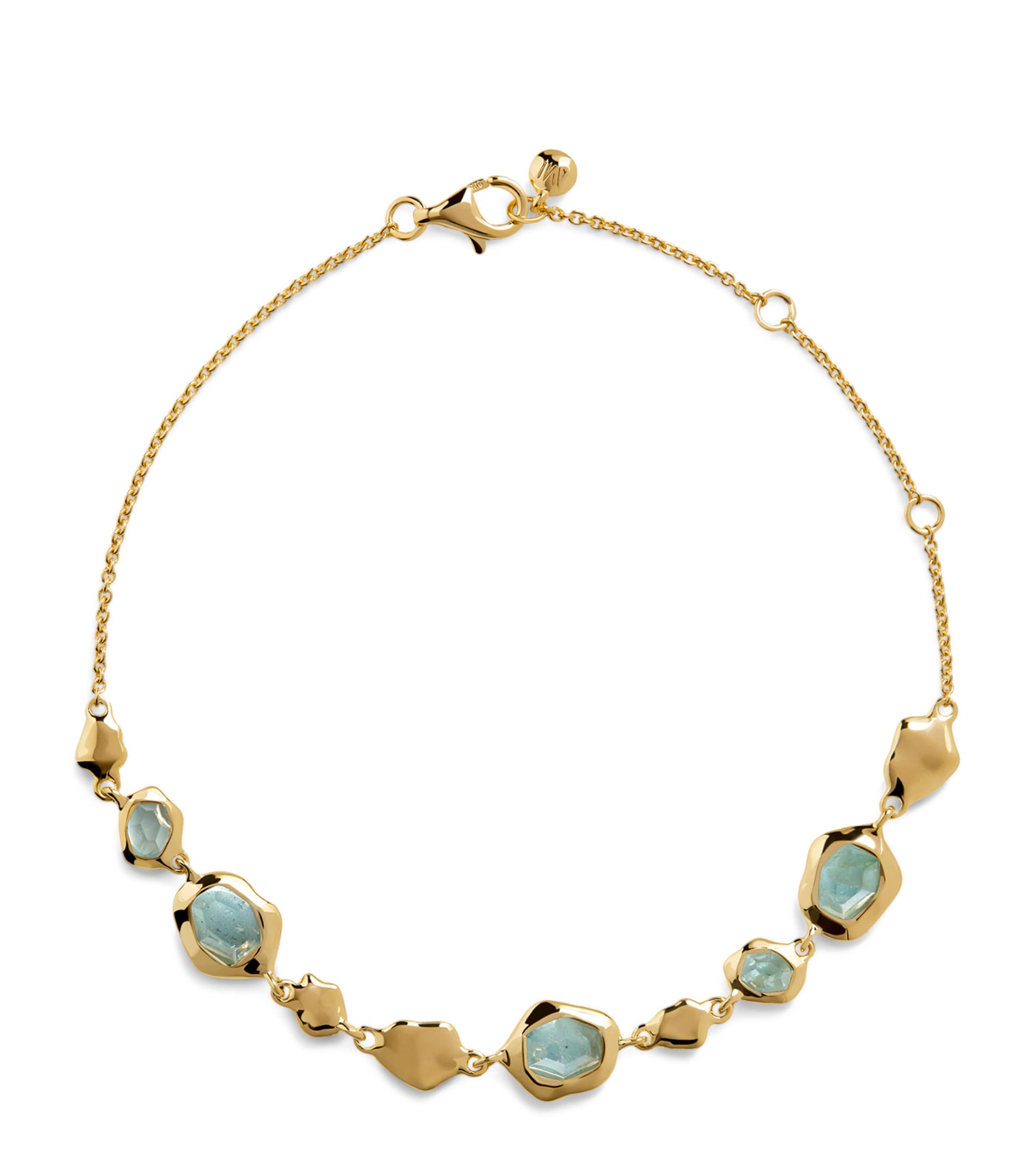 Gold Vermeil and Aquamarine Odyssey Pebbled Chain Bracelet