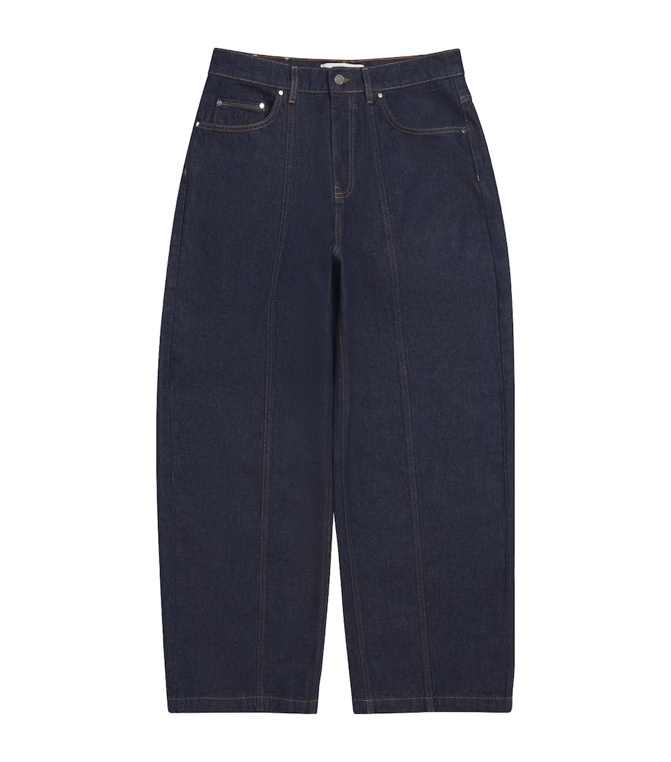 Wide-Leg Felled Jeans