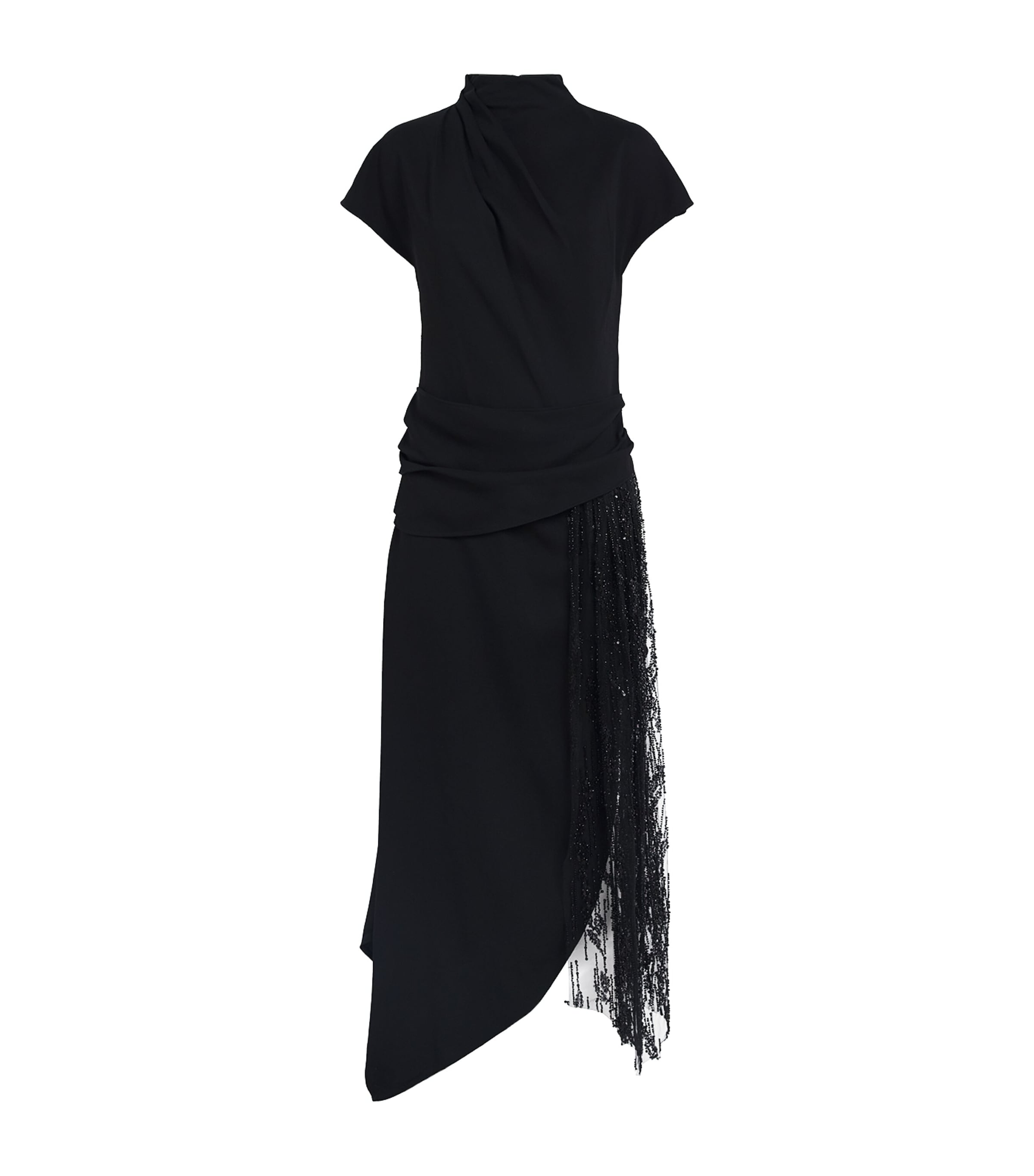 STAUD Womens Beaded Effie Midi Dress Blk Black