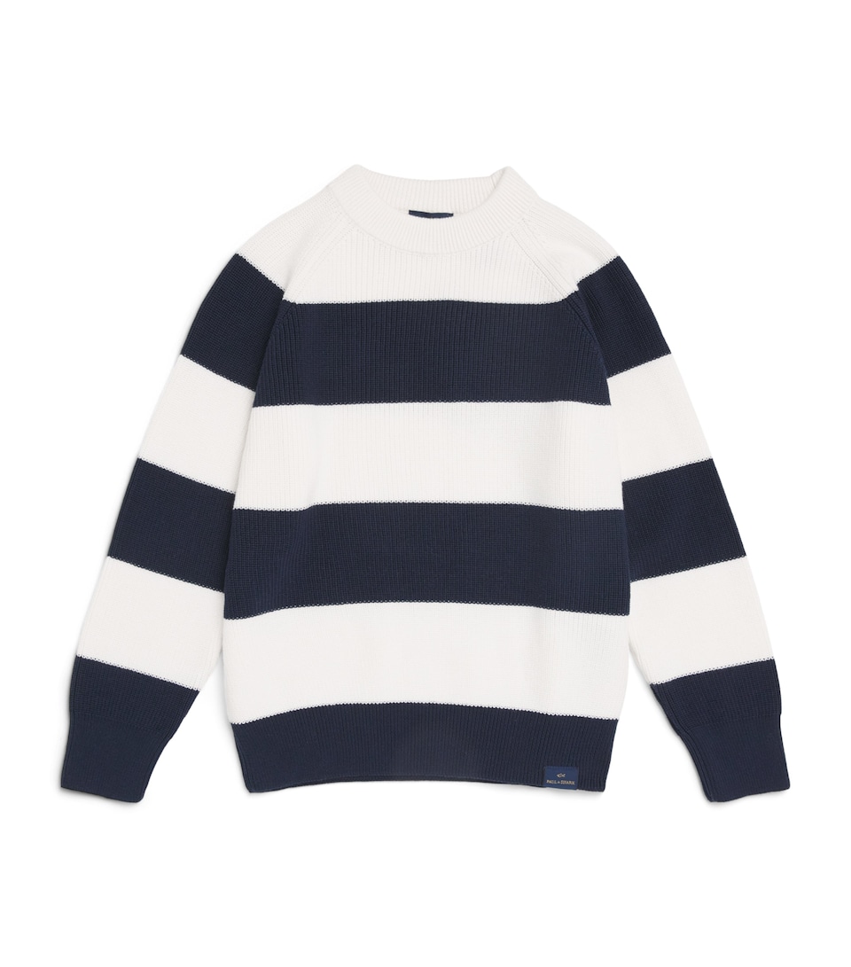 Paul & Shark Cotton Stripe Sweater (8-14 Years) Off White/blue