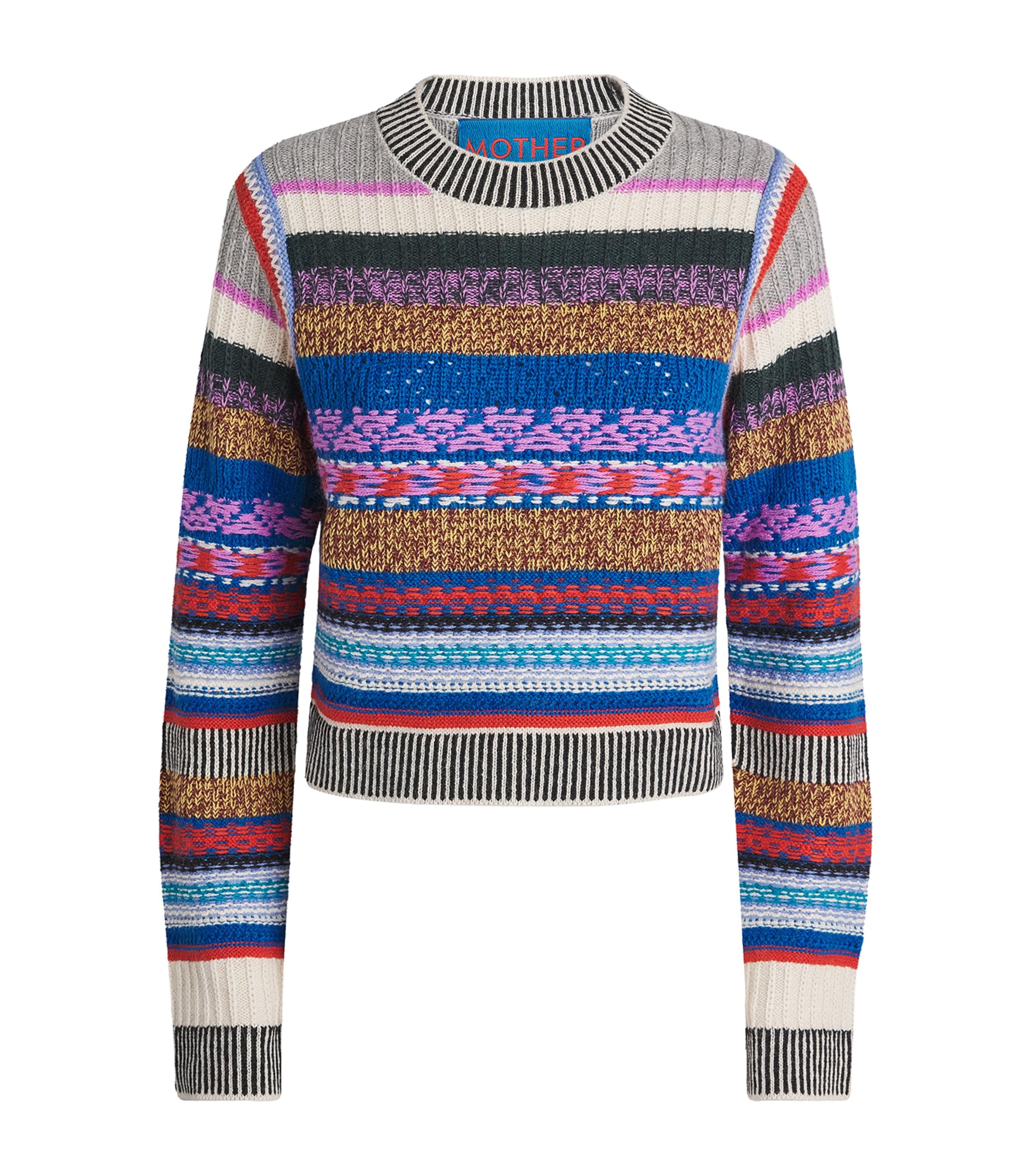 MOTHER Womens Alpaca-Wool The Extra Crop Sweater Multi Stripe