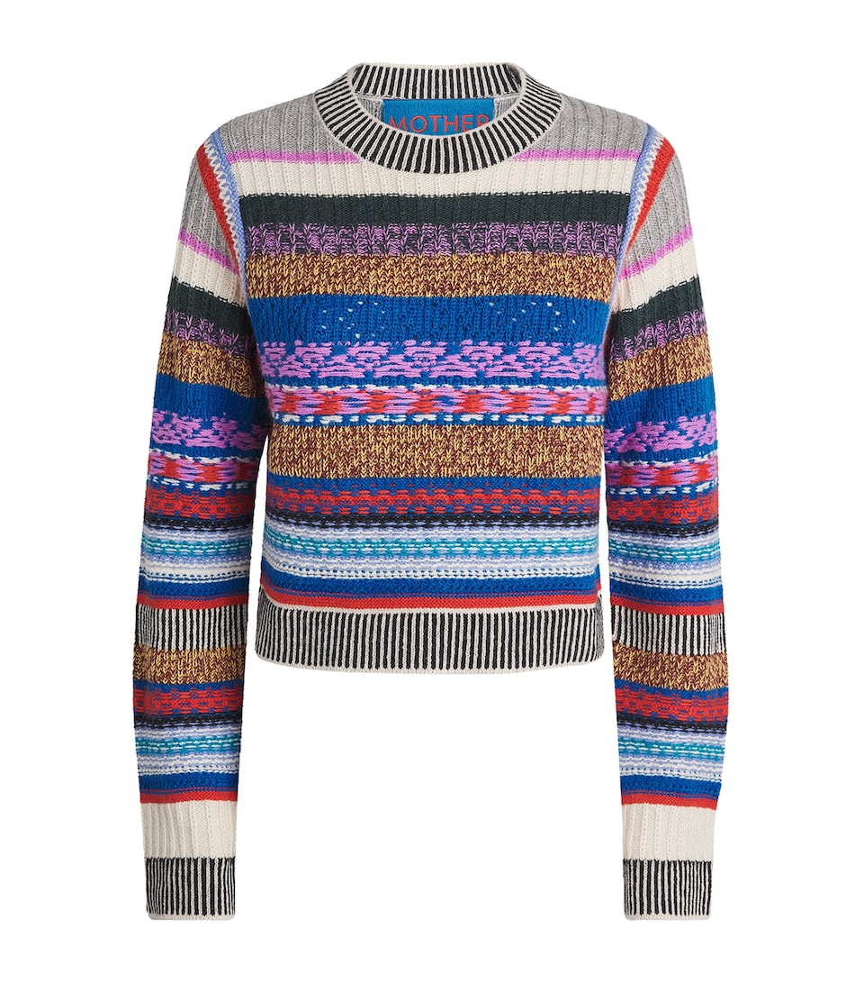 MOTHER Womens Alpaca-Wool The Extra Crop Sweater Multi Stripe