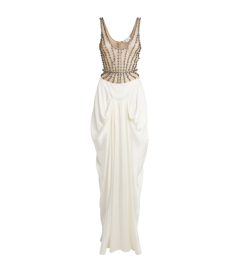 Satin Crystal Maxi Dress
