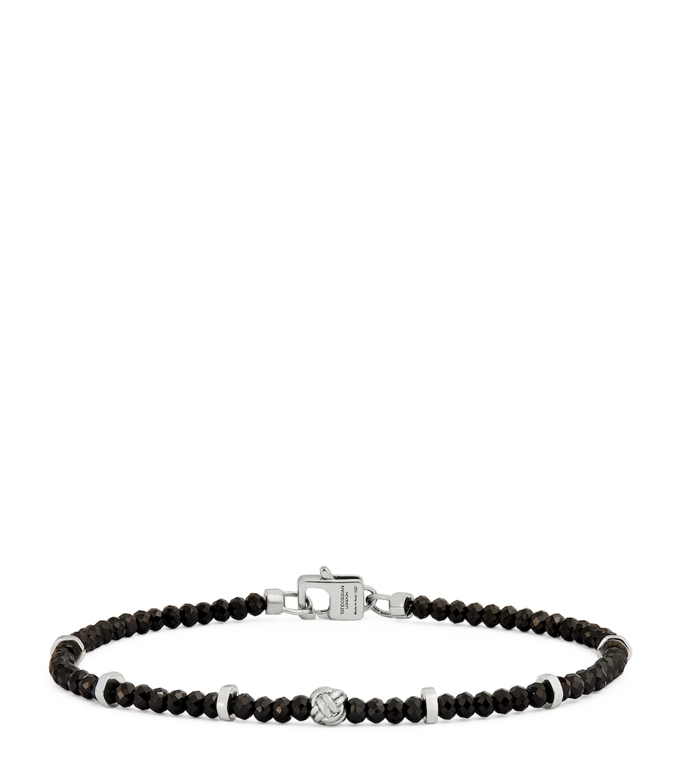 Rhodium-Plated Silver and Black Spinel Nodo Bracelet