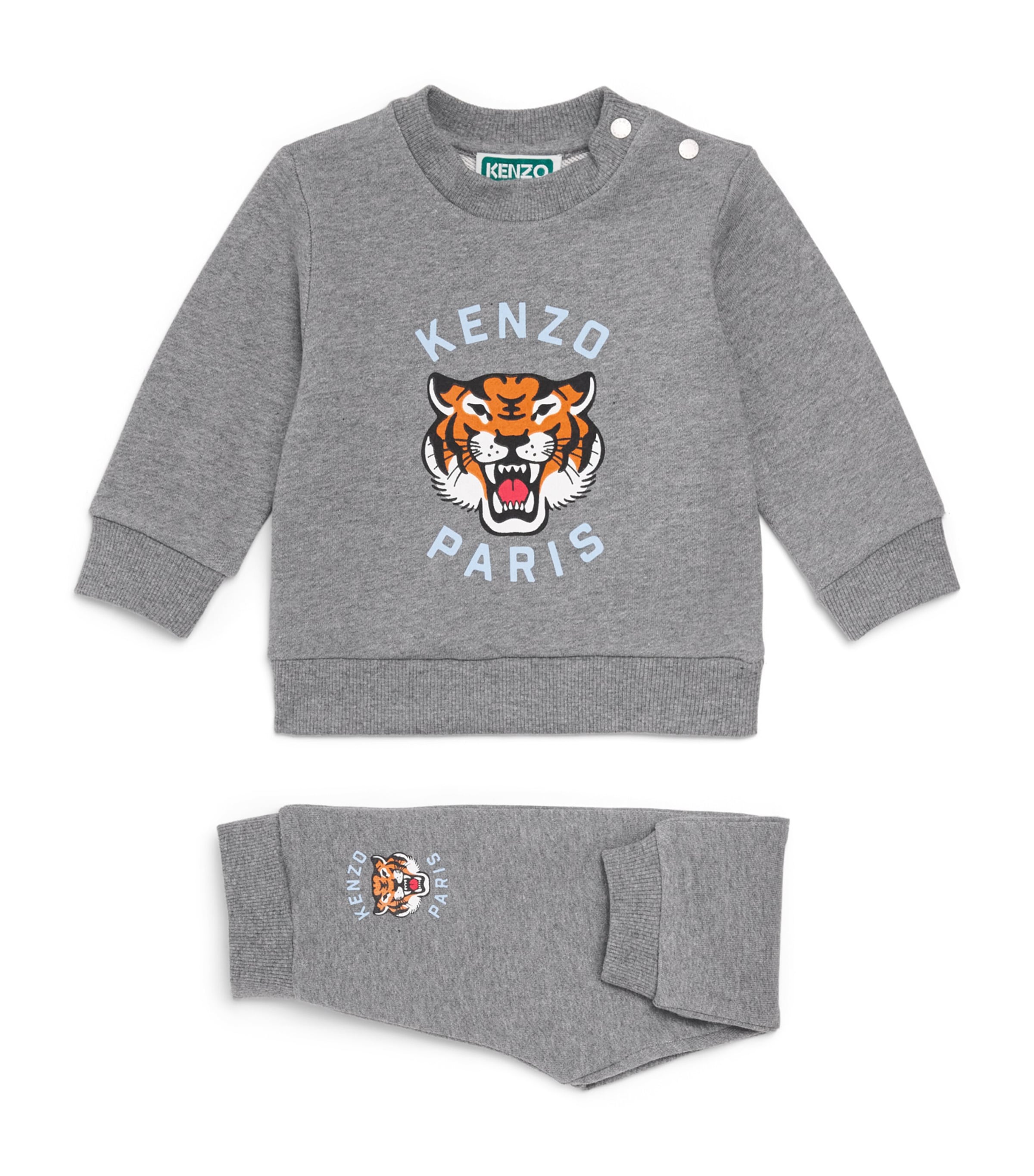 Kenzo Kids Tiger Logo Sweatshirt and Sweatpants Set (6 Months-4 Years) Grey Marl