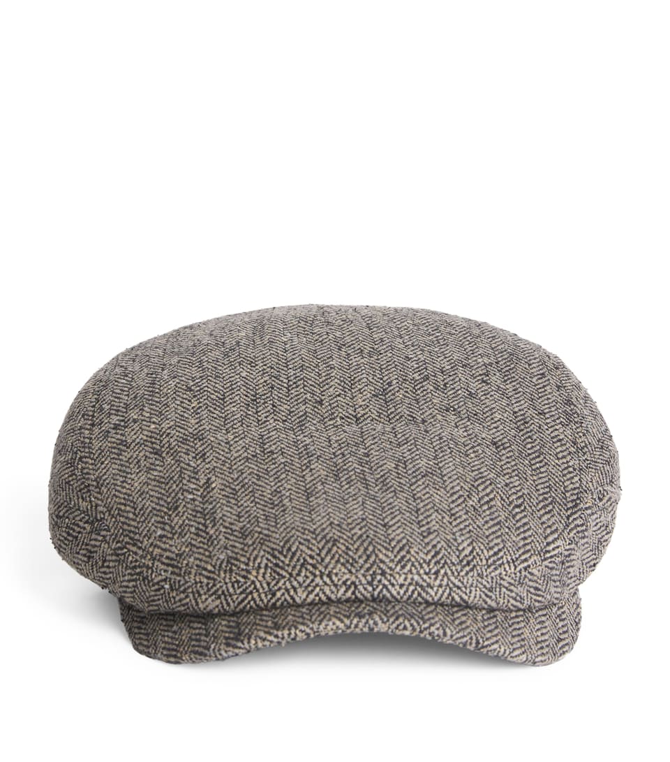 Silk Herringbone Flat Cap