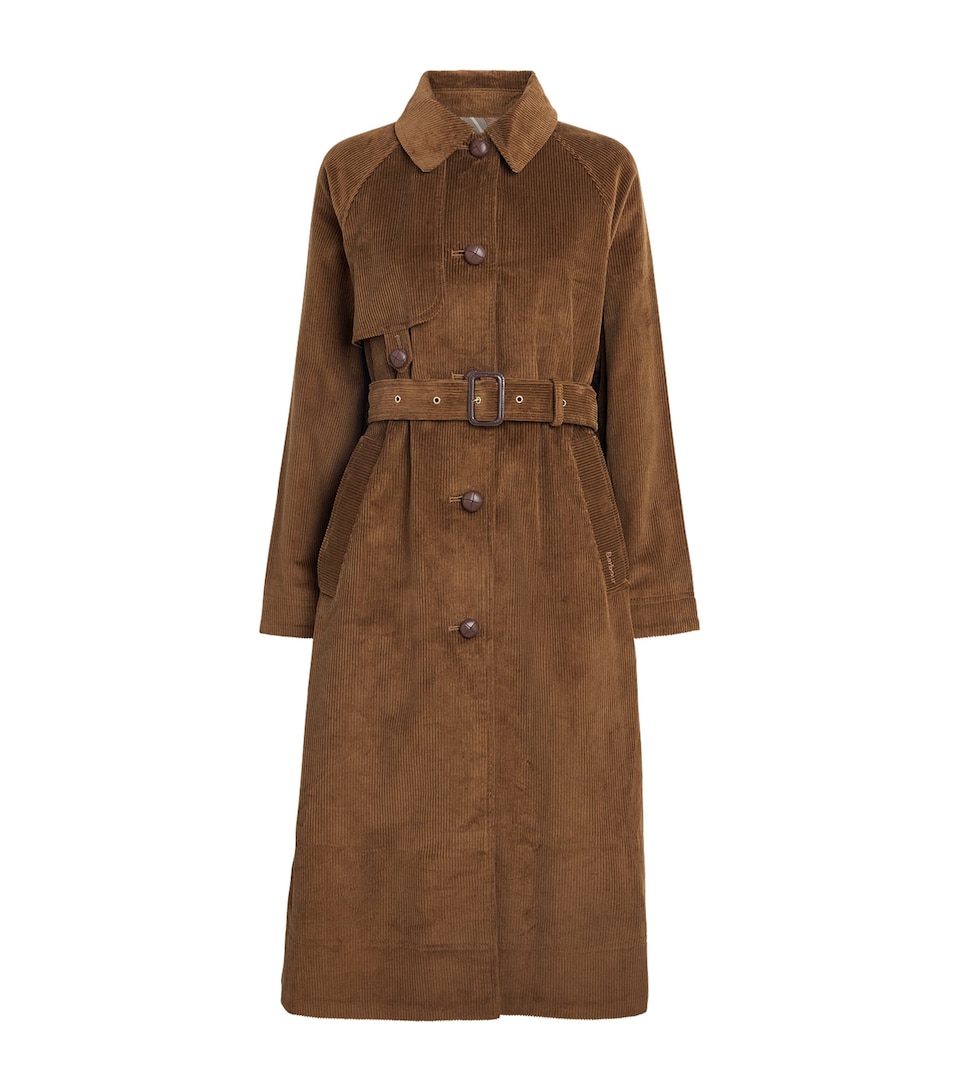 Barbour Womens Corduroy Antonella Trench Coat Tan/birchwood Dress
