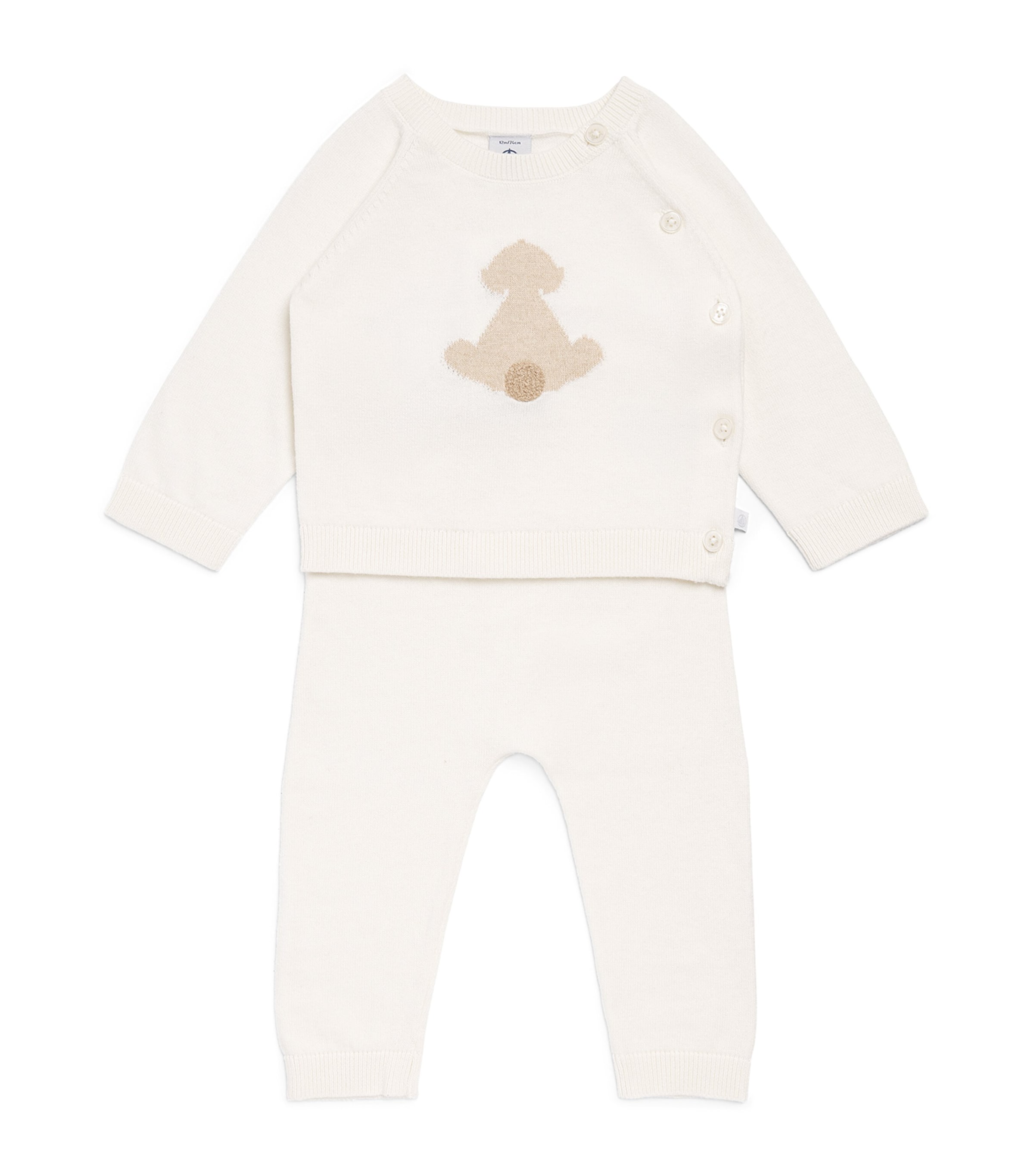 Petit Bateau Wool-Cotton Sweater and Leggings Set (18 Months) Milk
