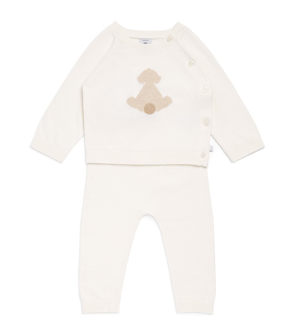 Petit Bateau Wool-Cotton Sweater and Leggings Set (18 Months) Milk