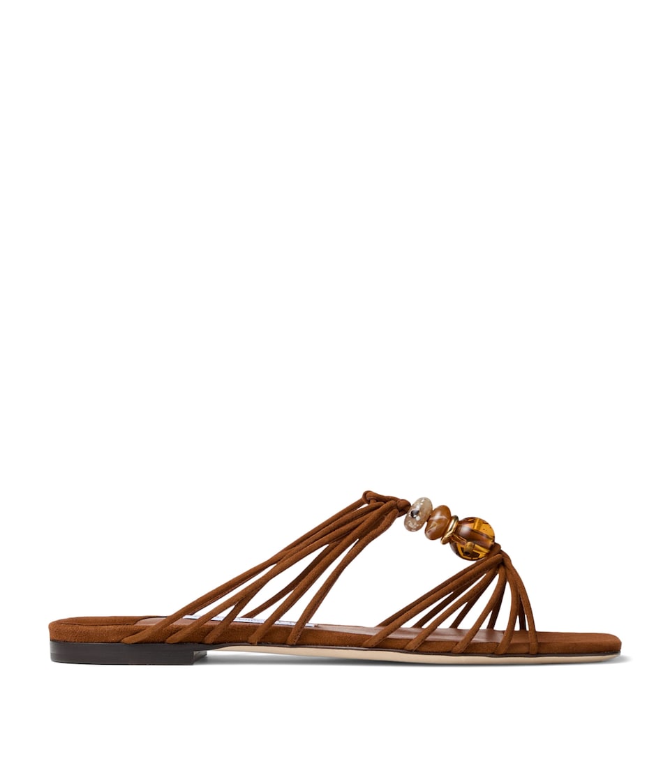 Jimmy Choo Lova Leather Flat Mules Tan Mix