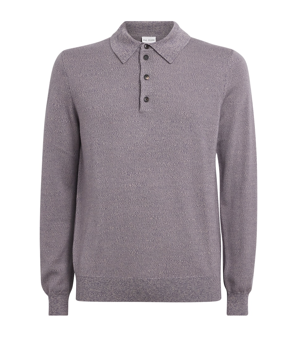 Wool Diamond Cable-Knit Polo Shirt