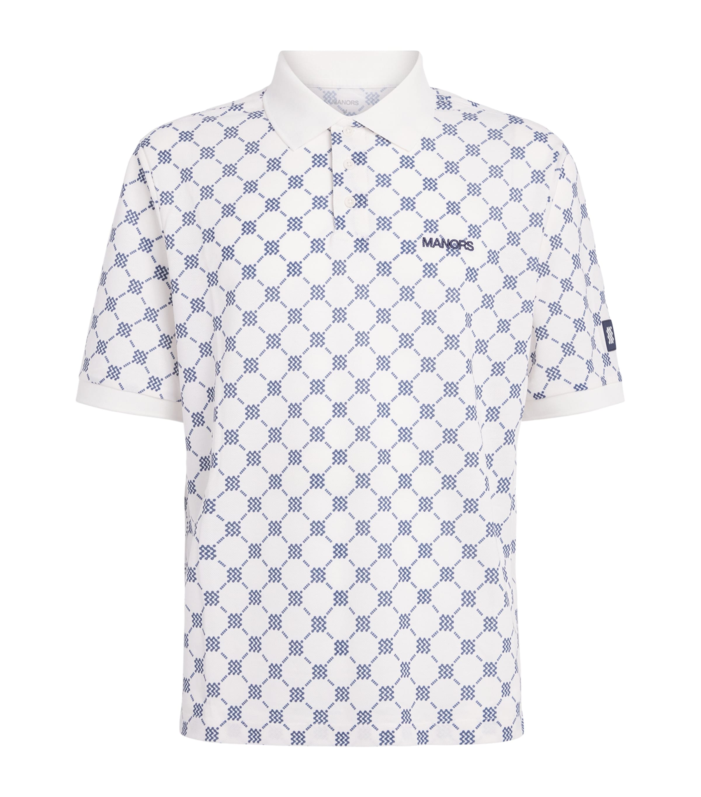 Manors Mens Piqué Monogram GOAT Polo Shirt Cream