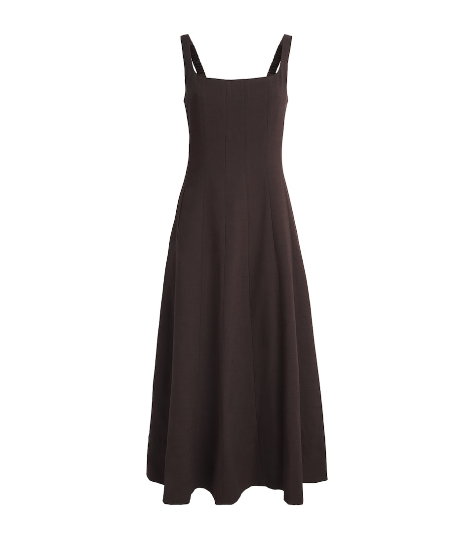 ME+EM Womens Contour Seamed Midi Dress Cocoa Brown