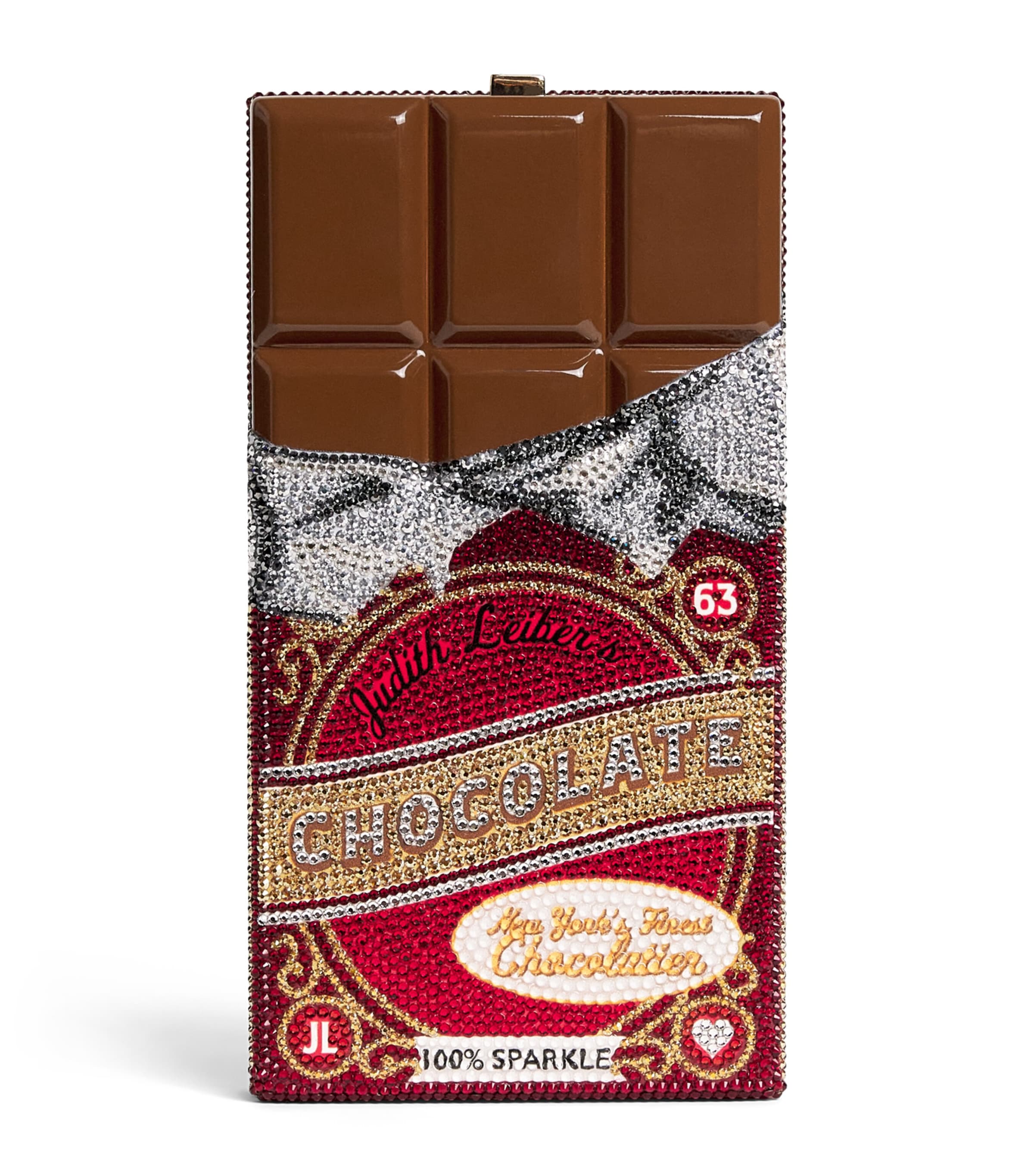 Judith Leiber Crystal Milk Chocolate Candy Bar Clutch Bag Clsmt Chmpgn Siam