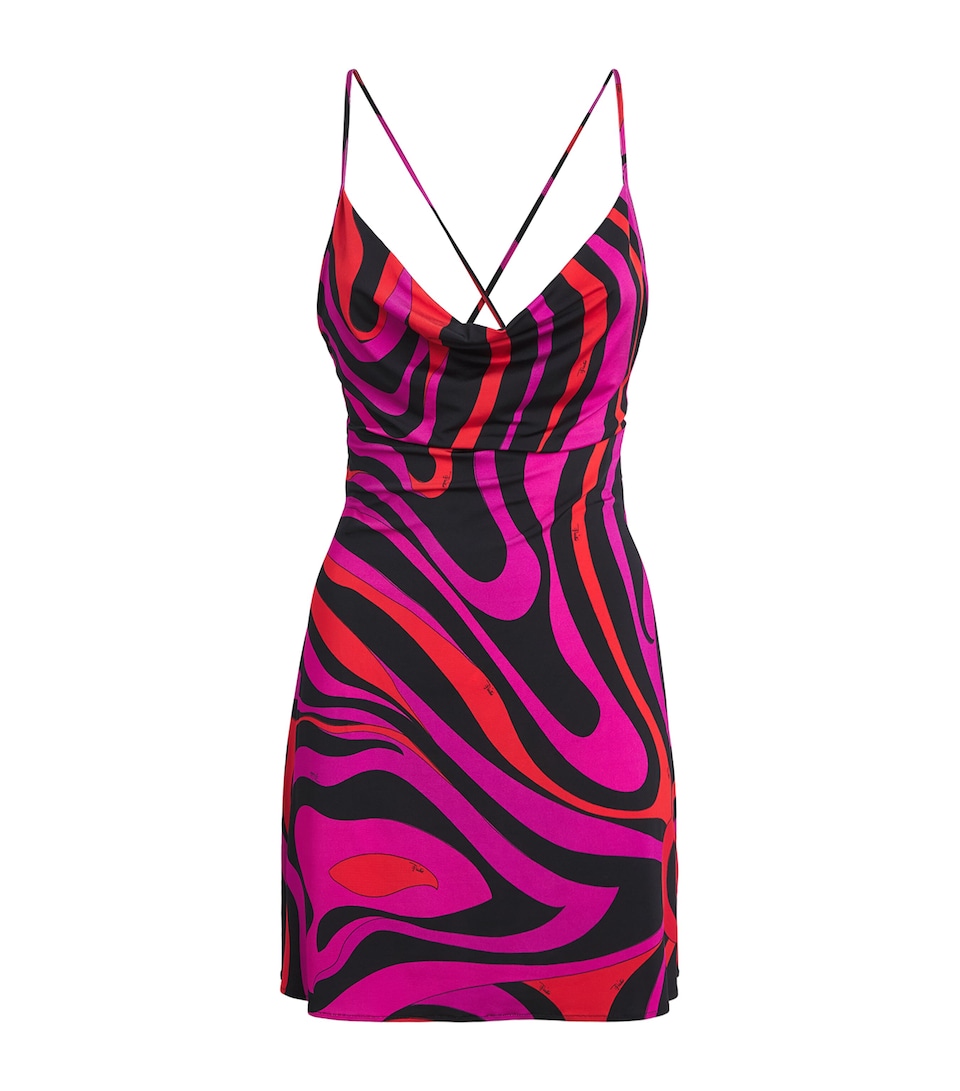PUCCI Womens Satin Marmo Mini Dress Fuchsia